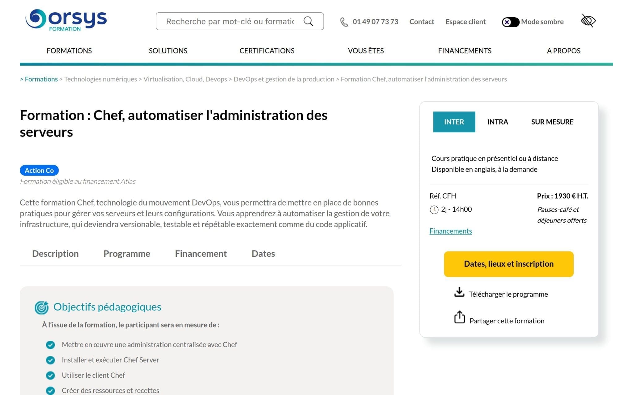 Formation : Chef, automatiser l'administration des serveurs - Orsys