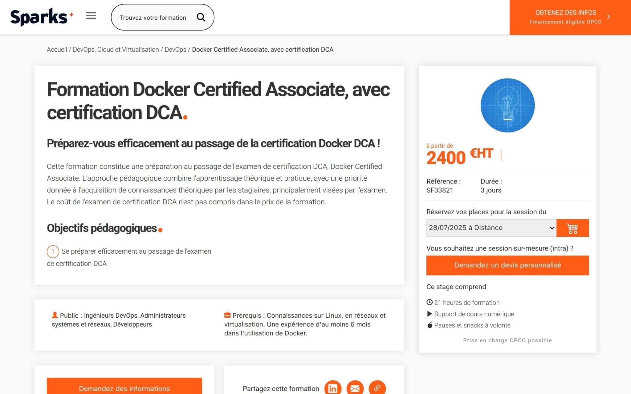 Formation Docker Certified Associate, avec certification DCA - Sparks