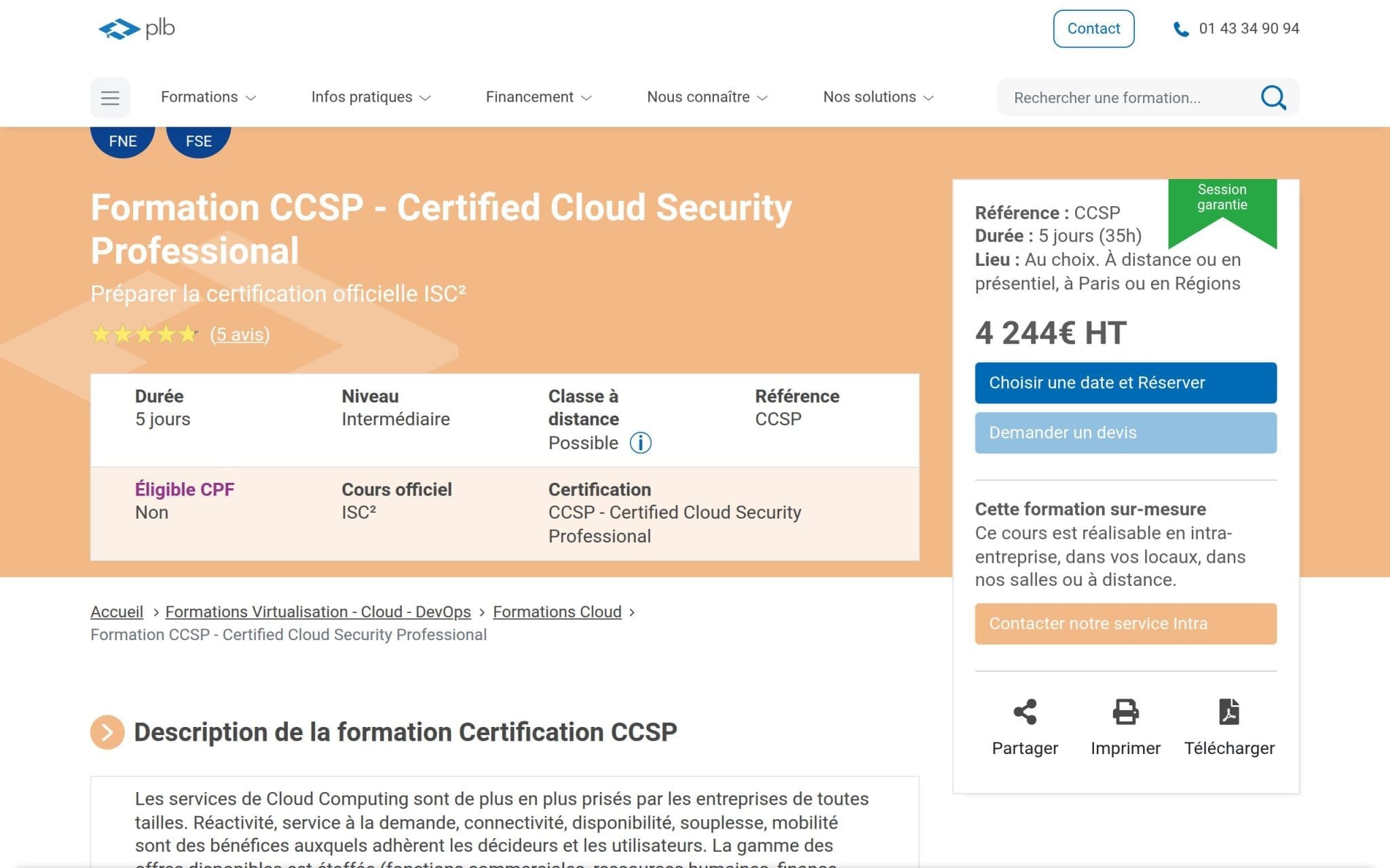 Formation CCSP - Certified Cloud Security Professional - Plb Consultant