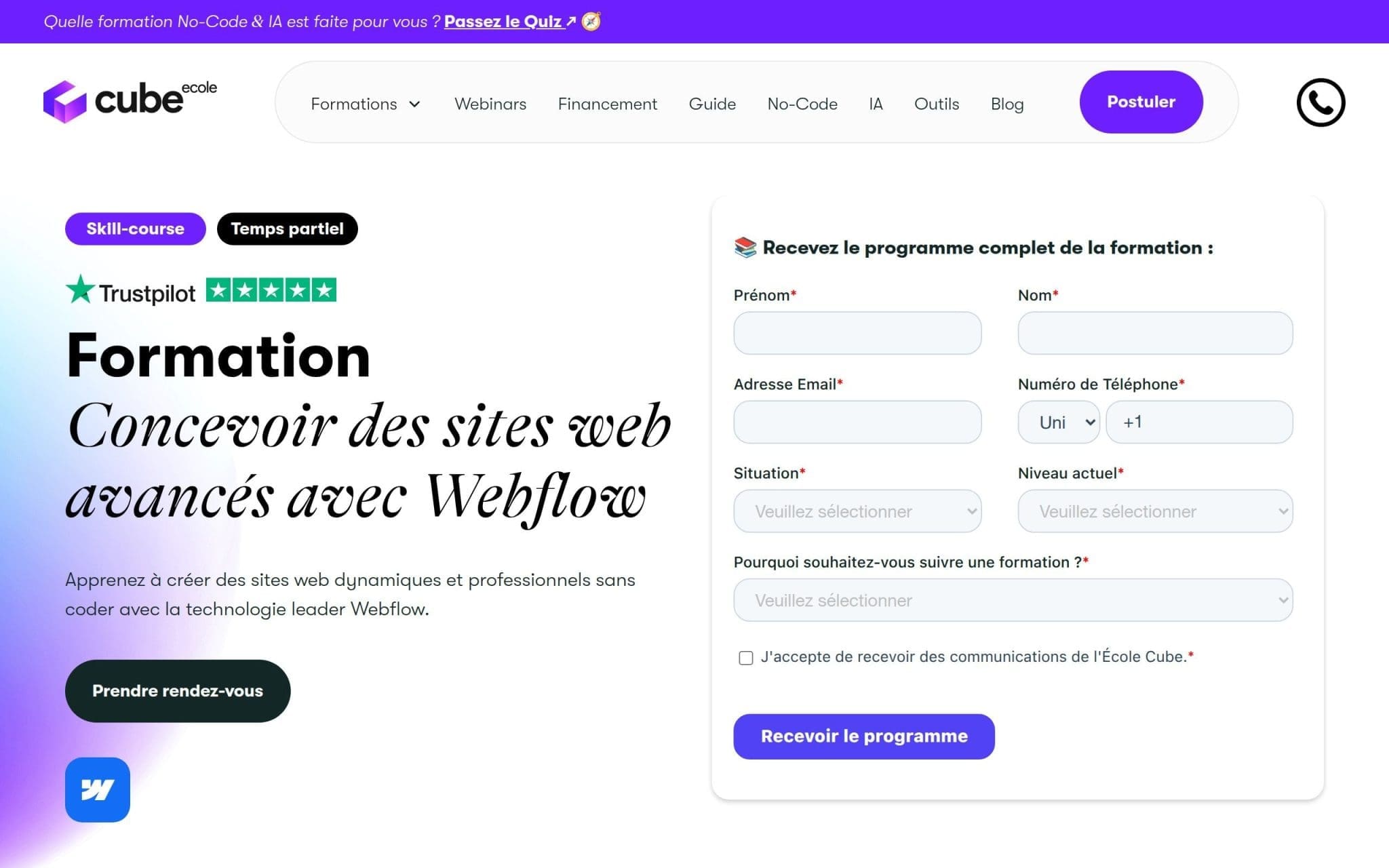Formation Concevoir des sites web avancés avec Webflow - L'École Cube
