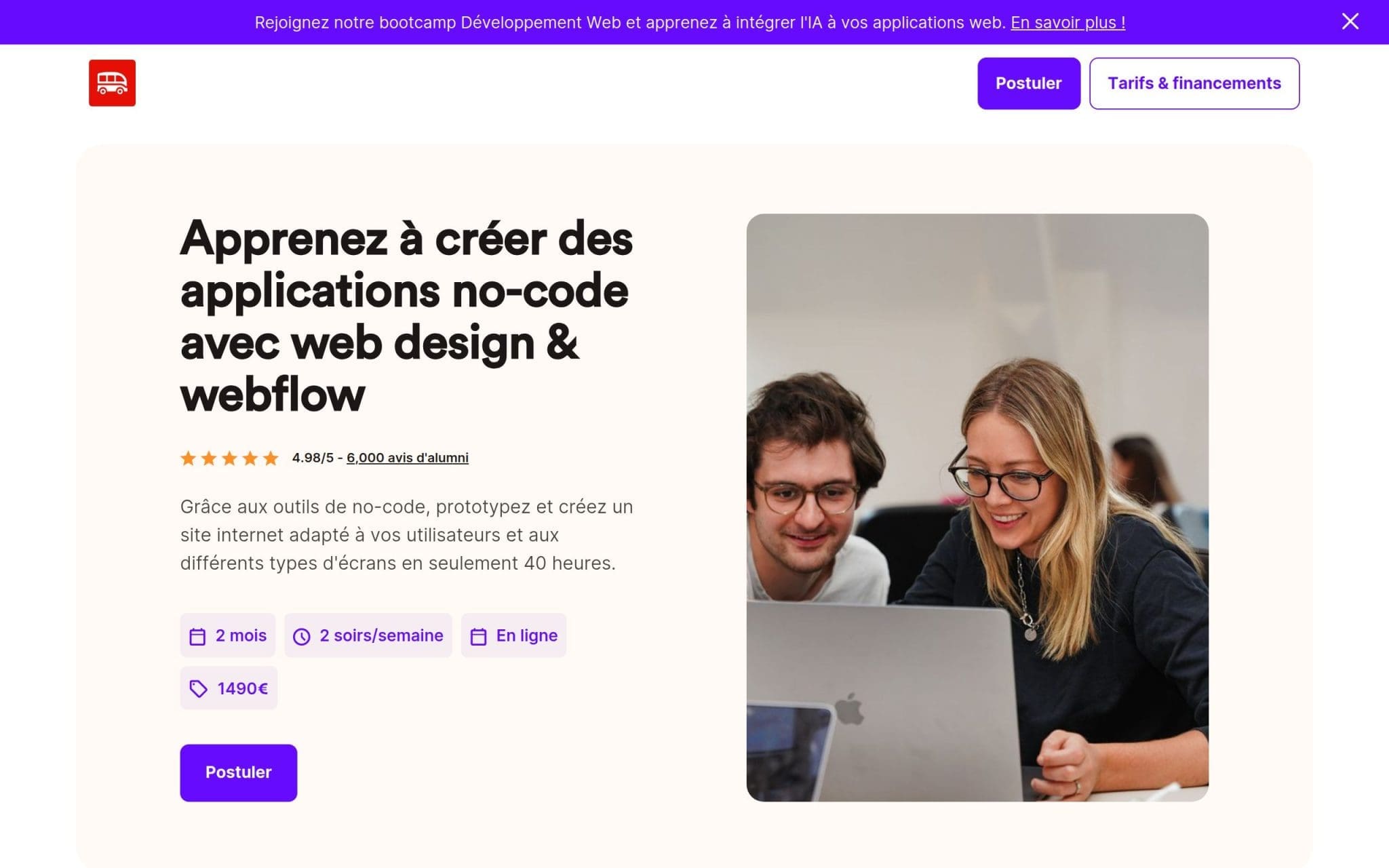 Apprenez à créer des applications no-code avec web design & webflow - Le Wagon