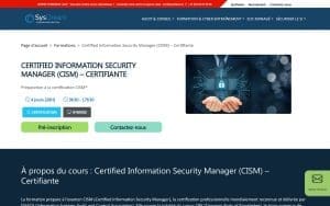 Certified Information Security Manager (CISM) – Certifiante – Sysdream