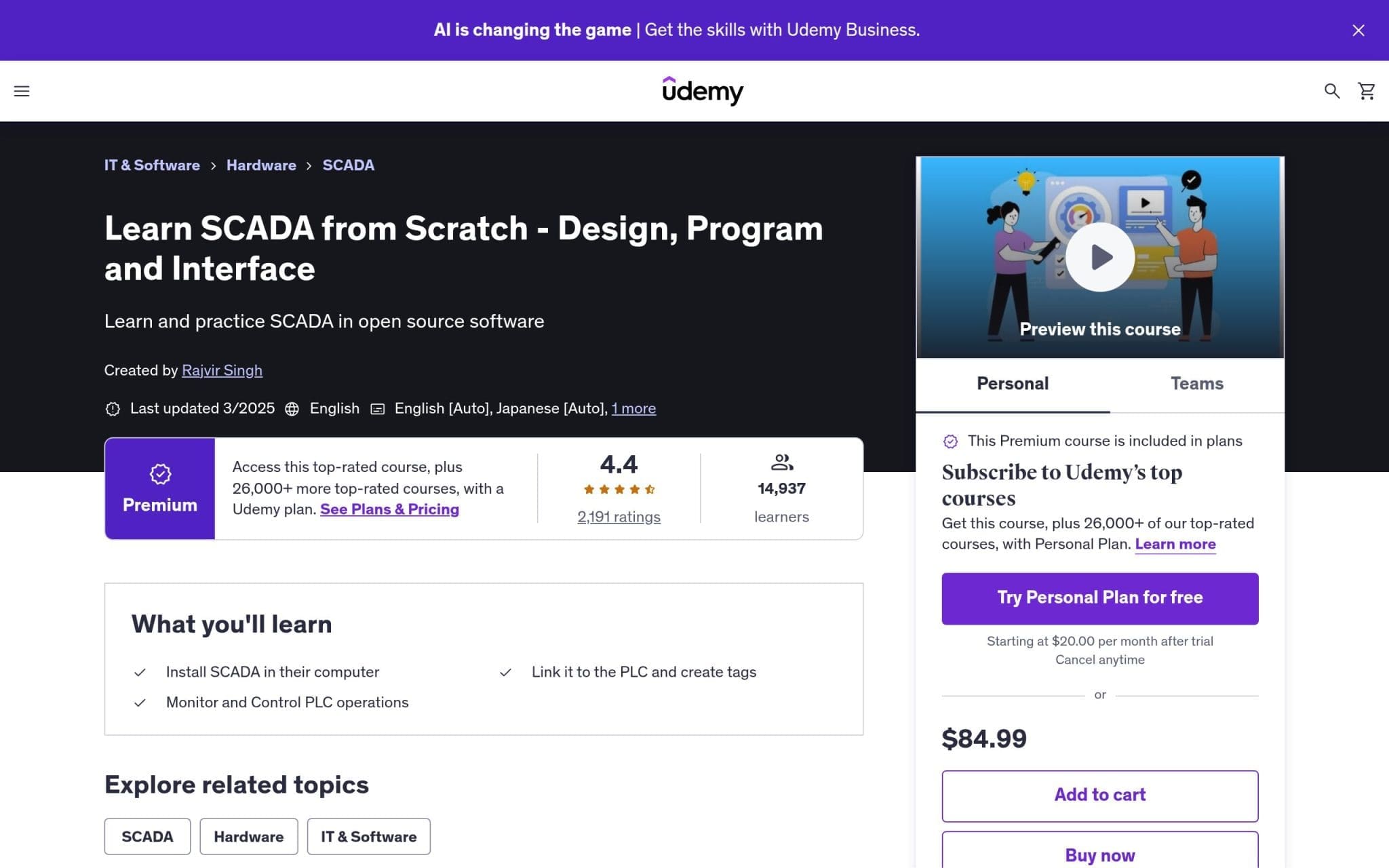 Learn SCADA from Scratch - Design, Program and Interface - Udemy