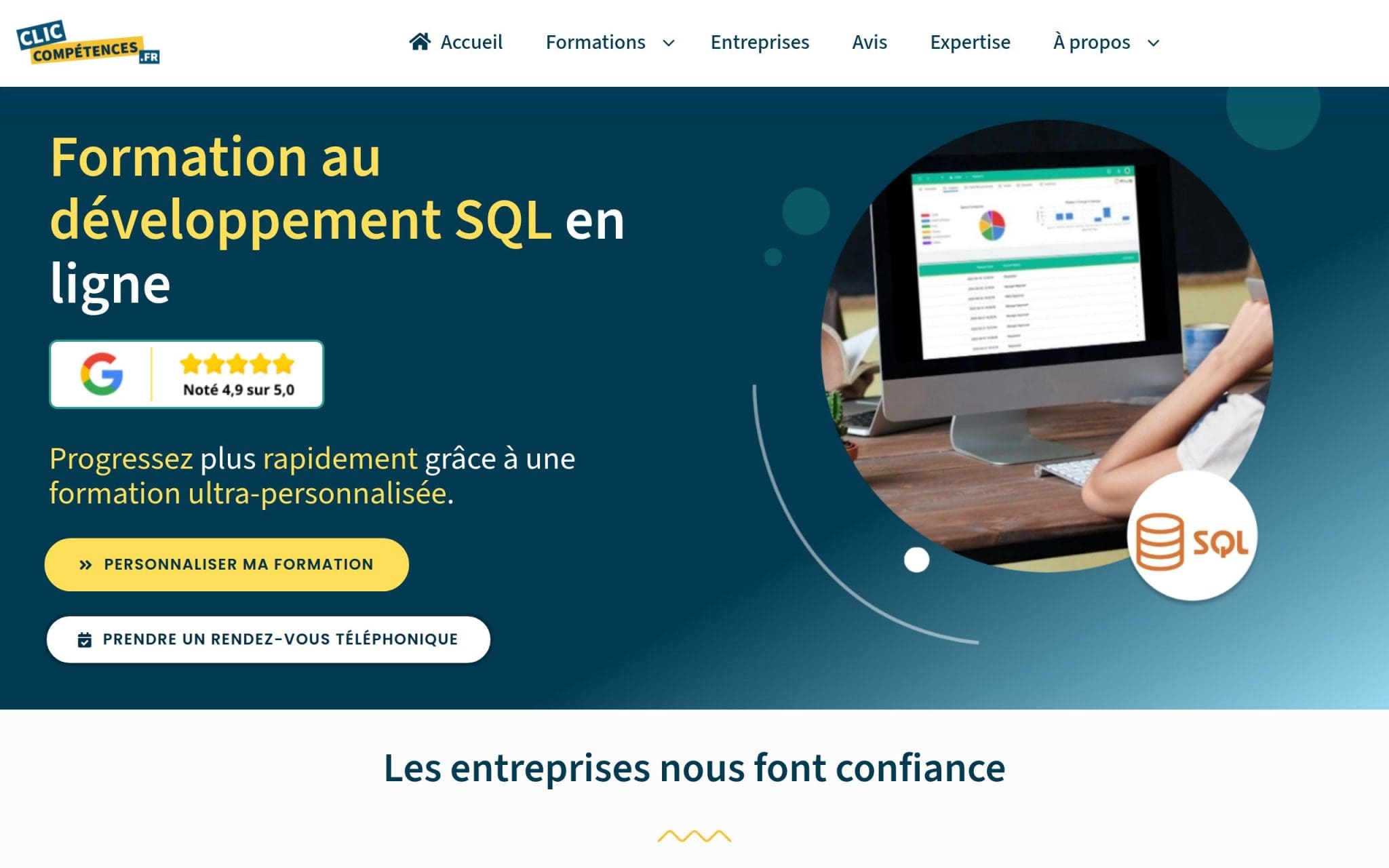 Formation au développement SQL en ligne - Clic Compétences