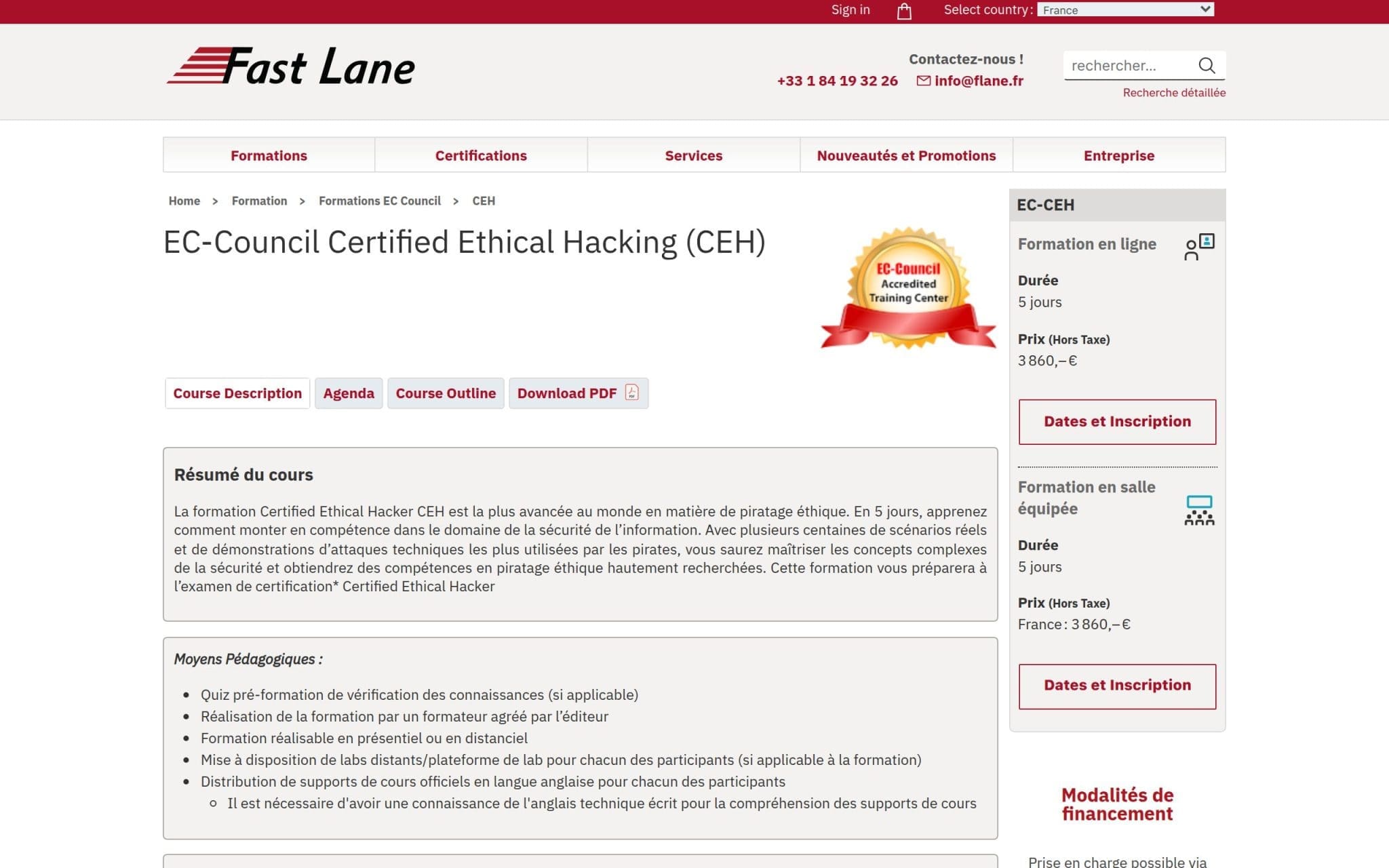Formation EC-Council Certified Ethical Hacking (CEH) - Fast Lane