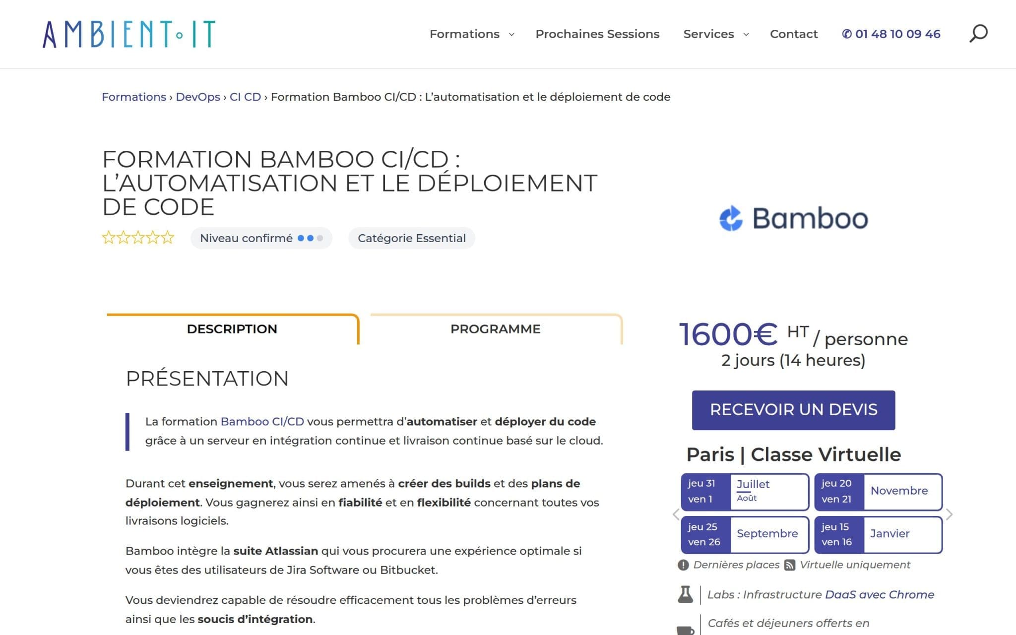 Formation Bamboo CI/CD : L’automatisation et le déploiement de code - Ambient IT