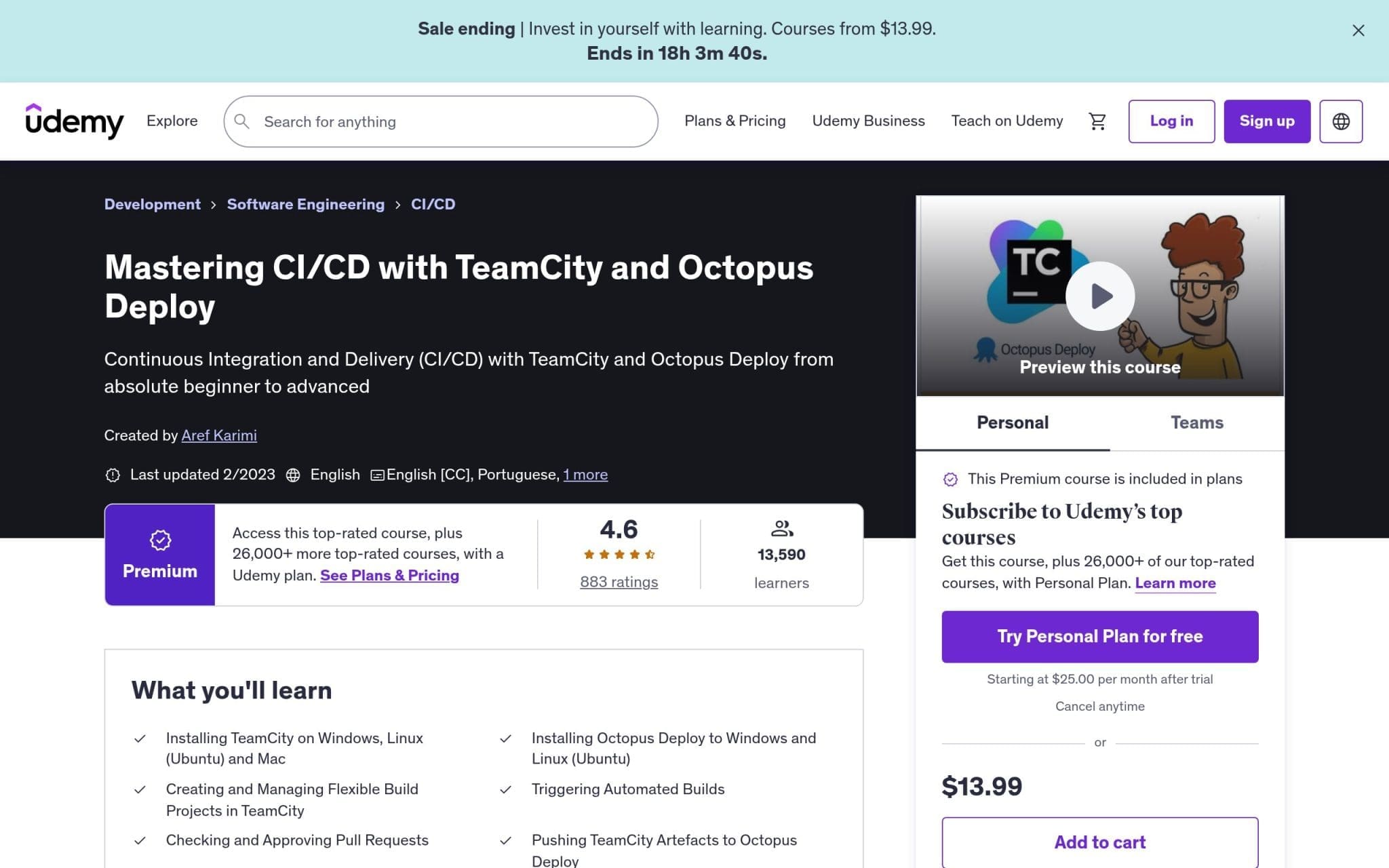 Mastering CI/CD with TeamCity and Octopus Deploy - Udemy