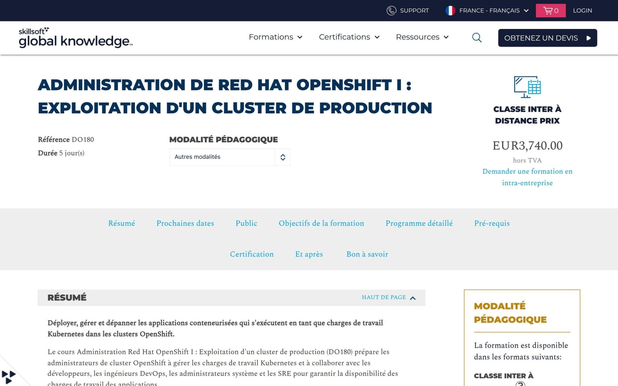 Administration de Red Hat OpenShift I - Skillsoft Global Knowledge