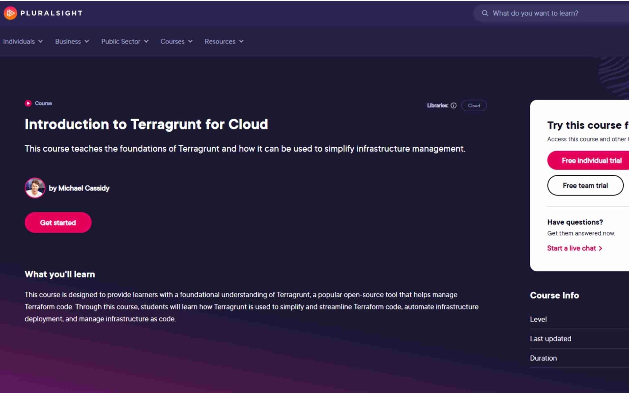 Introduction to Terragrunt for Cloud - Pluralsight