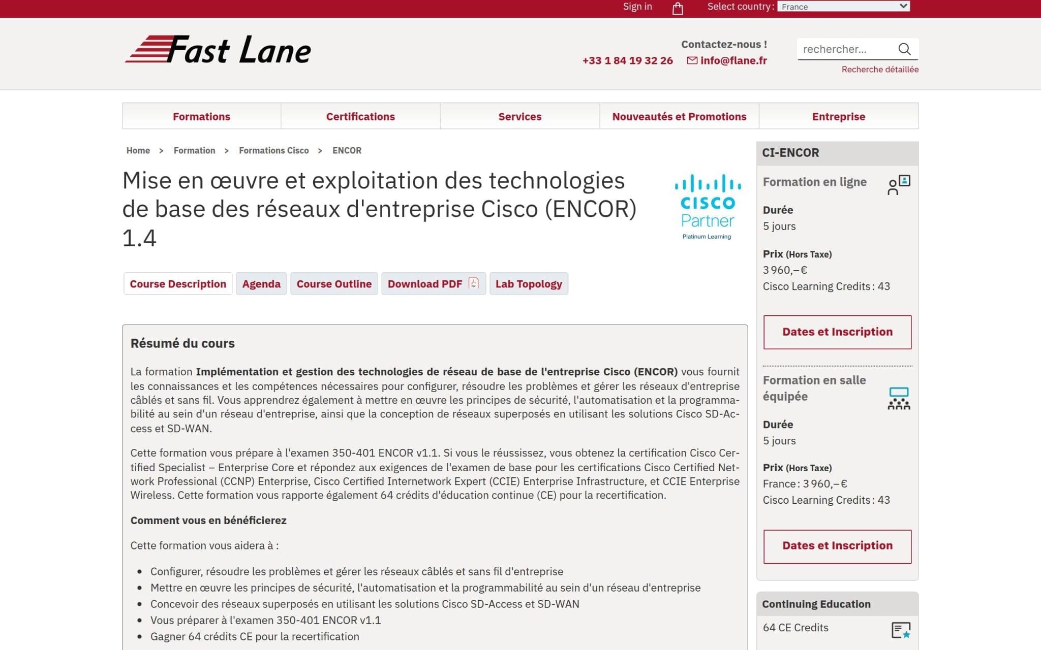 Formation Mise en œuvre et exploitation des technologies de base des réseaux d'entreprise Cisco (ENCOR) - Fast Lane