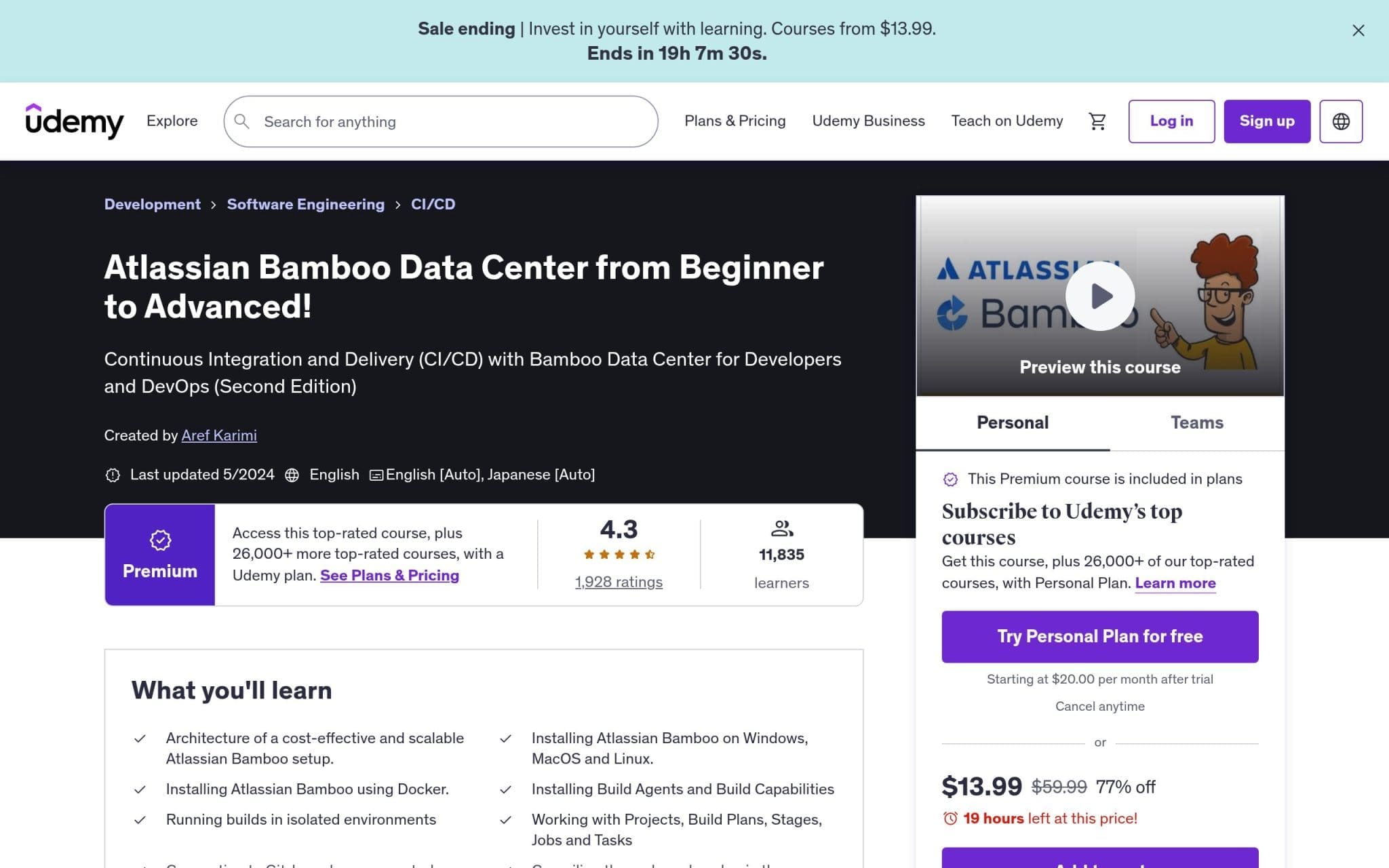Atlassian Bamboo Data Center from Beginner to Advanced! - Udemy