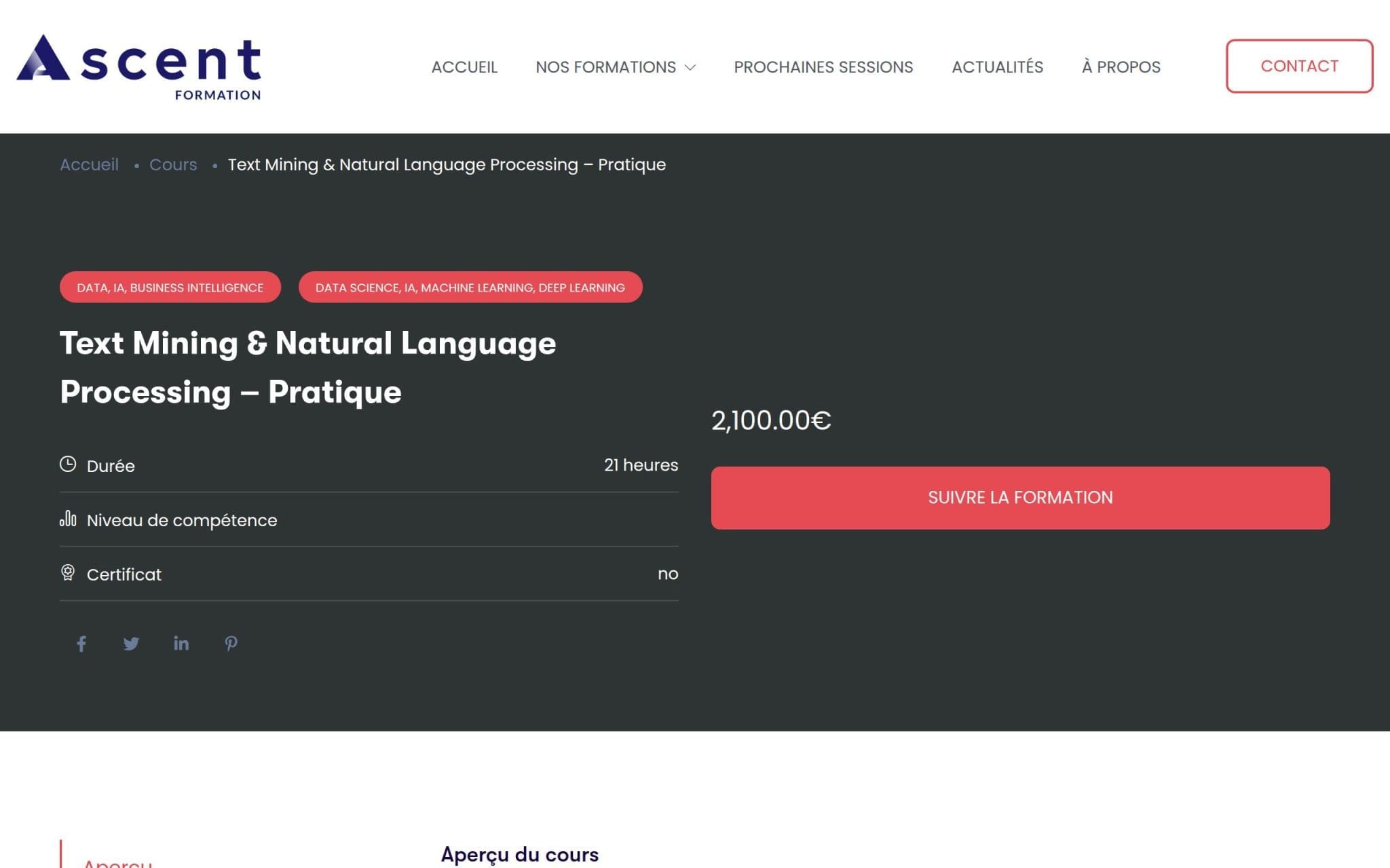 Text Mining & Natural Language Processing â Pratique - Ascent Formation