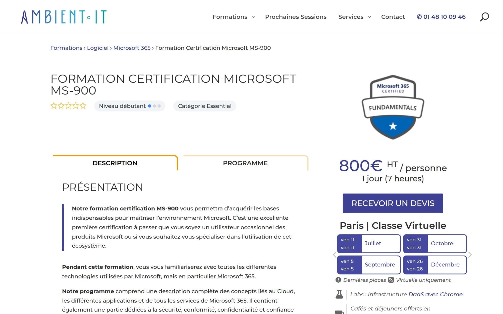 Formation Certification Microsoft MS-900 - Ambient IT