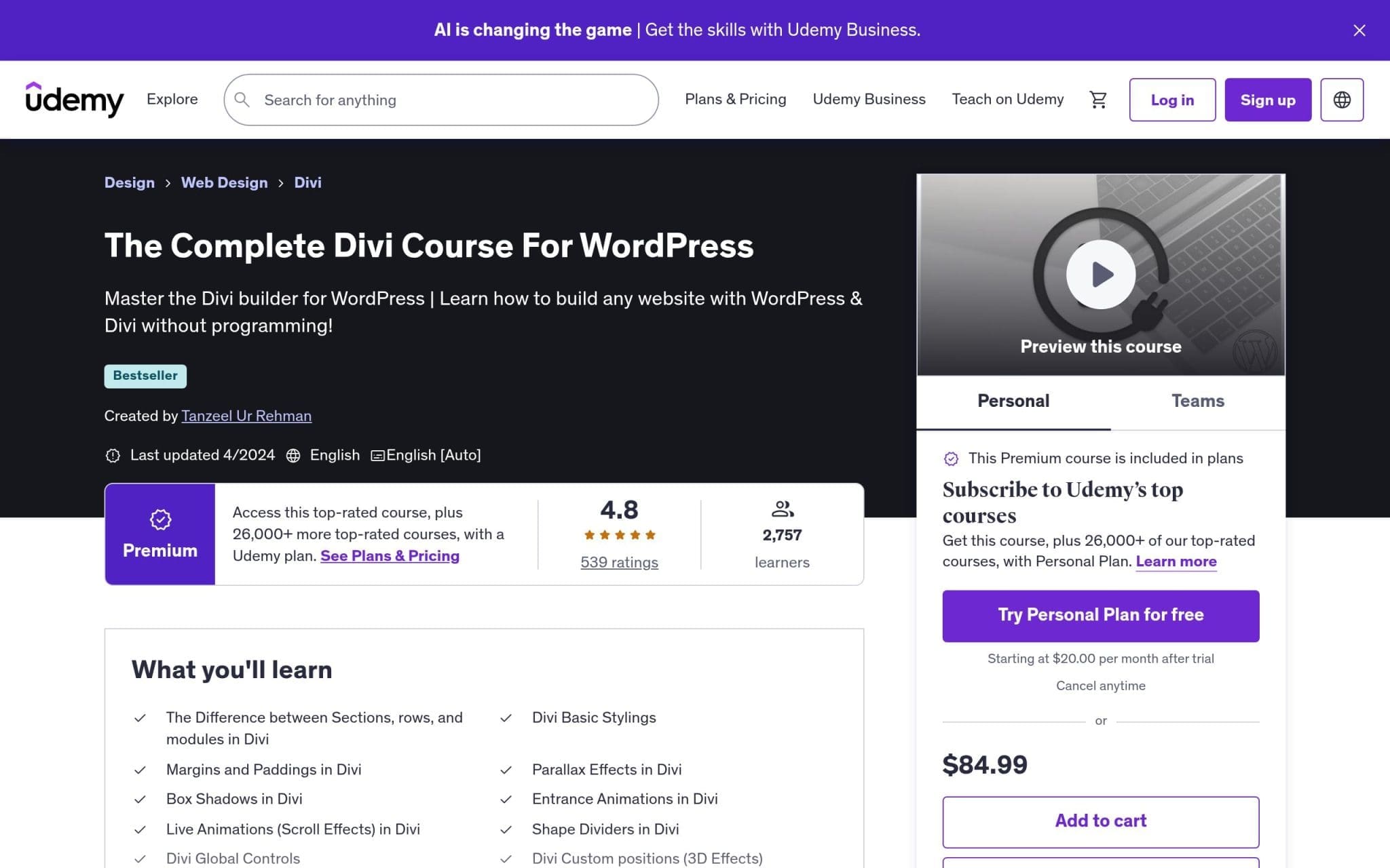 The Complete Divi Course For WordPress - Udemy
