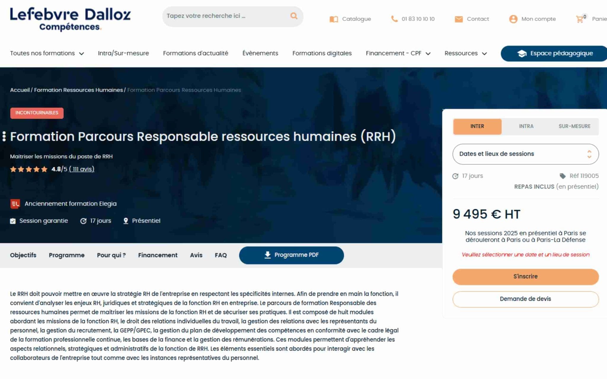 Formation Parcours Responsable ressources humaines (RRH) - Lefebvre Dalloz Compétences