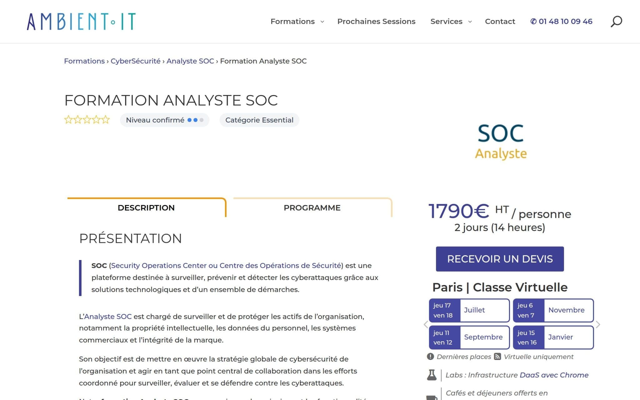 Formation Analyste SOC - Ambient IT
