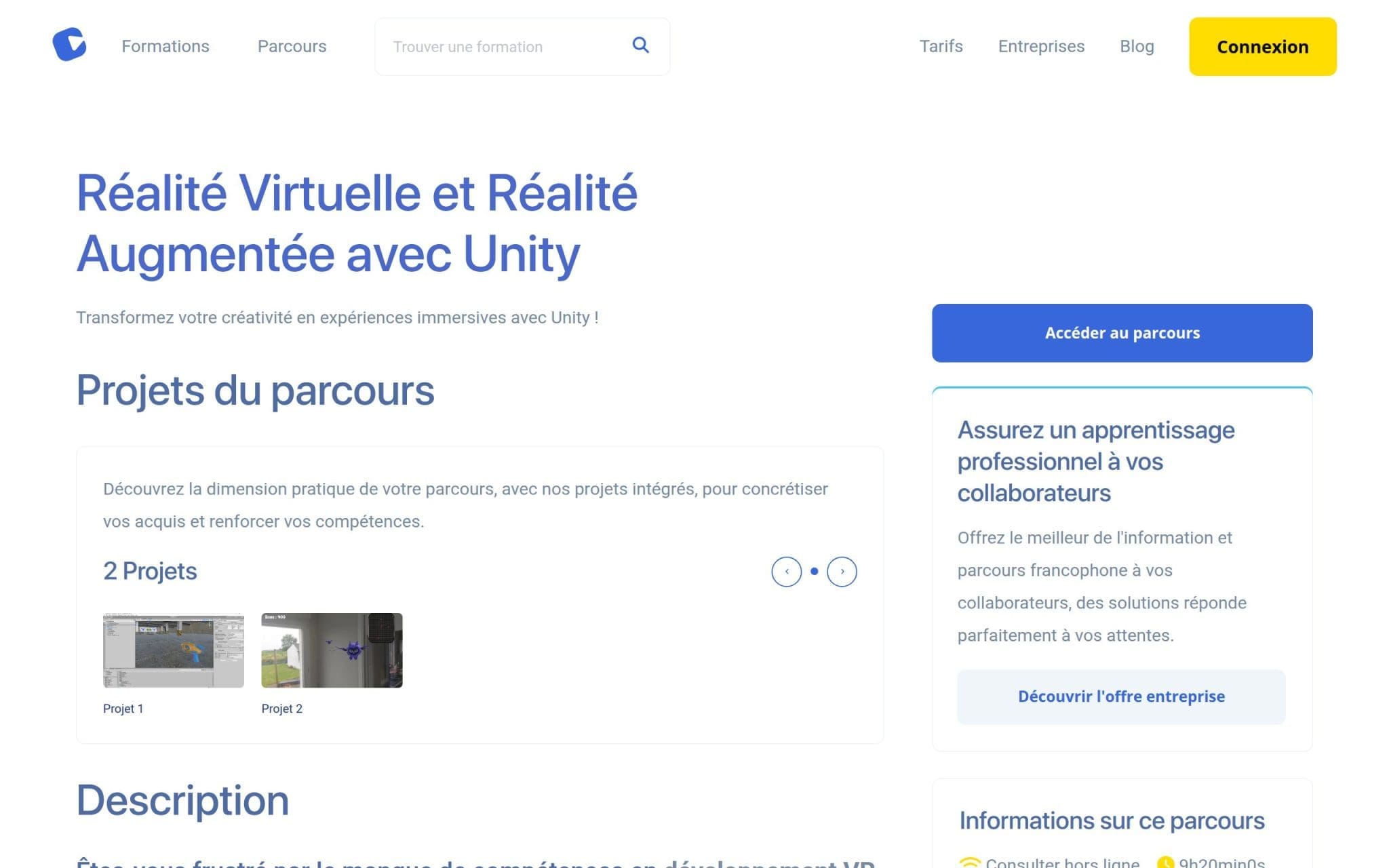 Réalité Virtuelle et Réalité Augmentée avec Unity - Alphorm