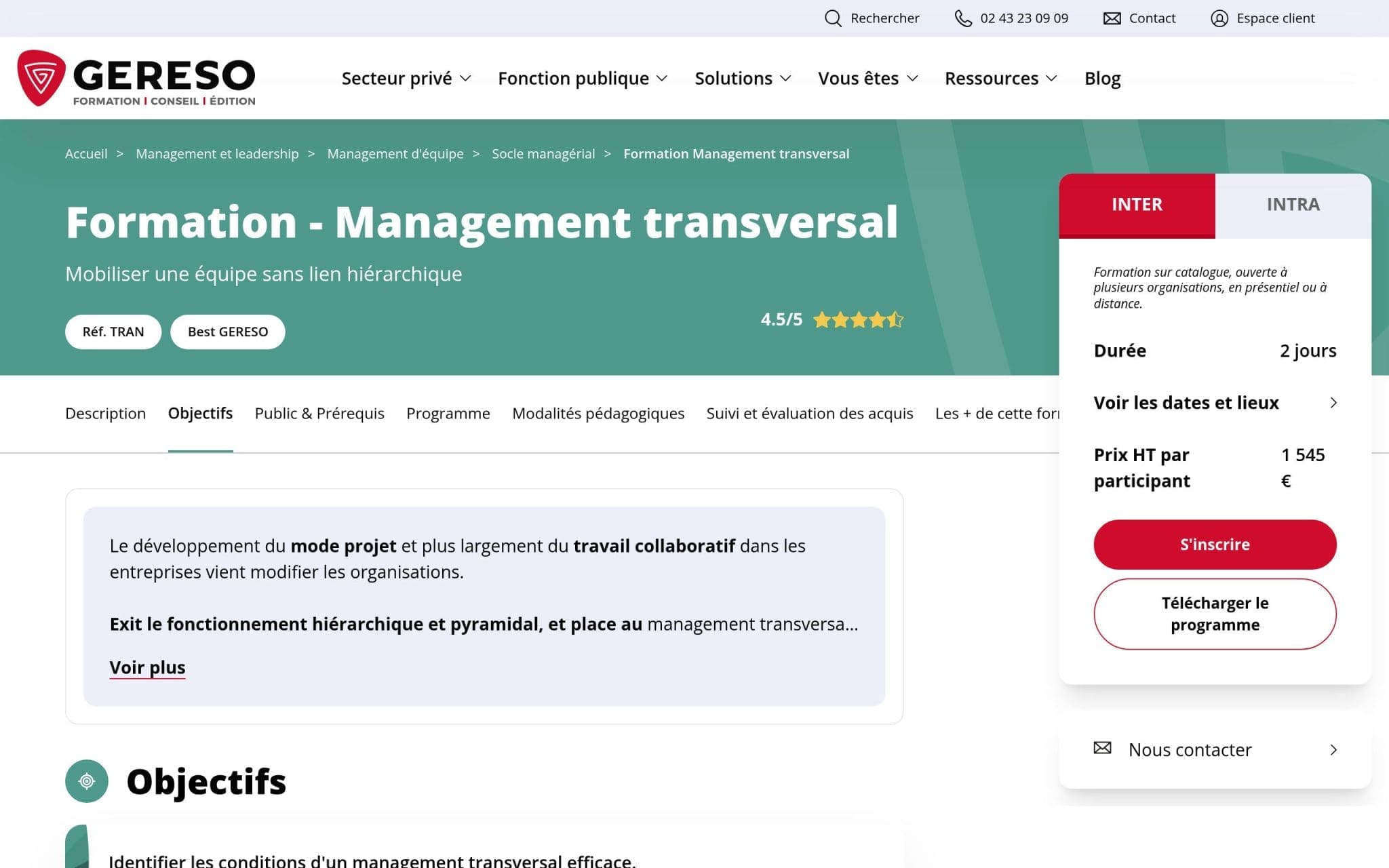 Formation - Management transversal - Gereso