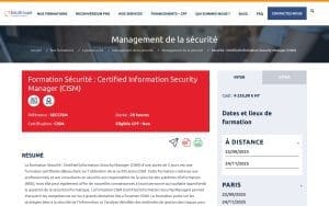 Formation Sécurité : Certified Information Security Manager (CISM) – EduGroupe
