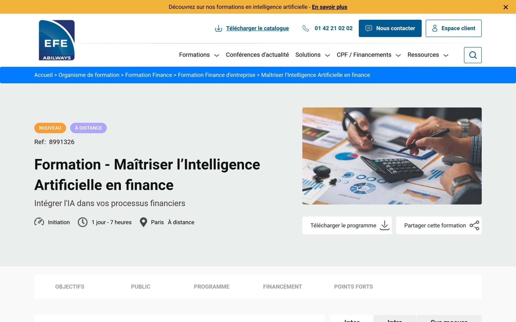 Maîtriser l’Intelligence Artificielle en finance - Efe