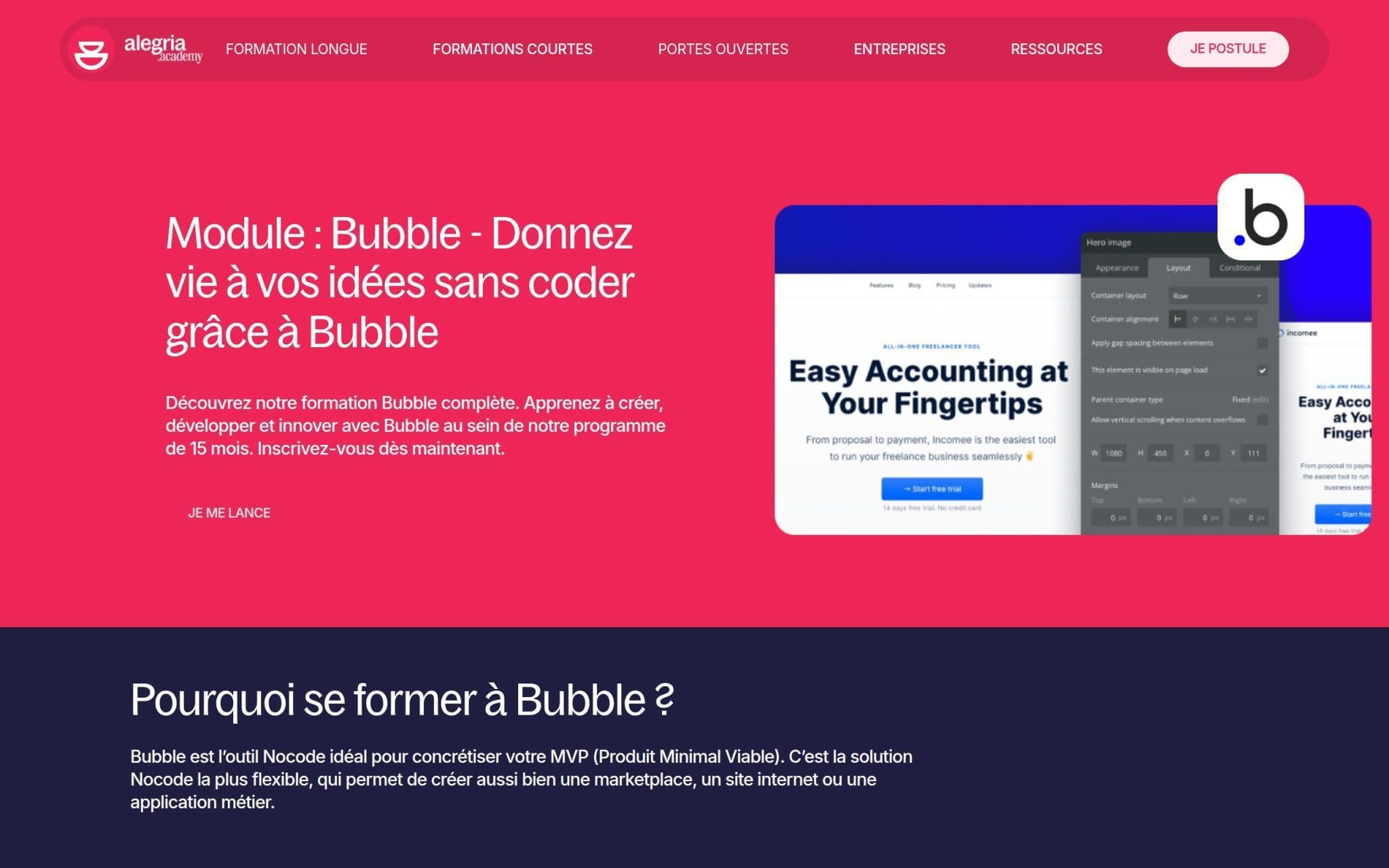 Module : Bubble - Donnez vie à vos idées sans coder grâce à Bubble - Alegria.group