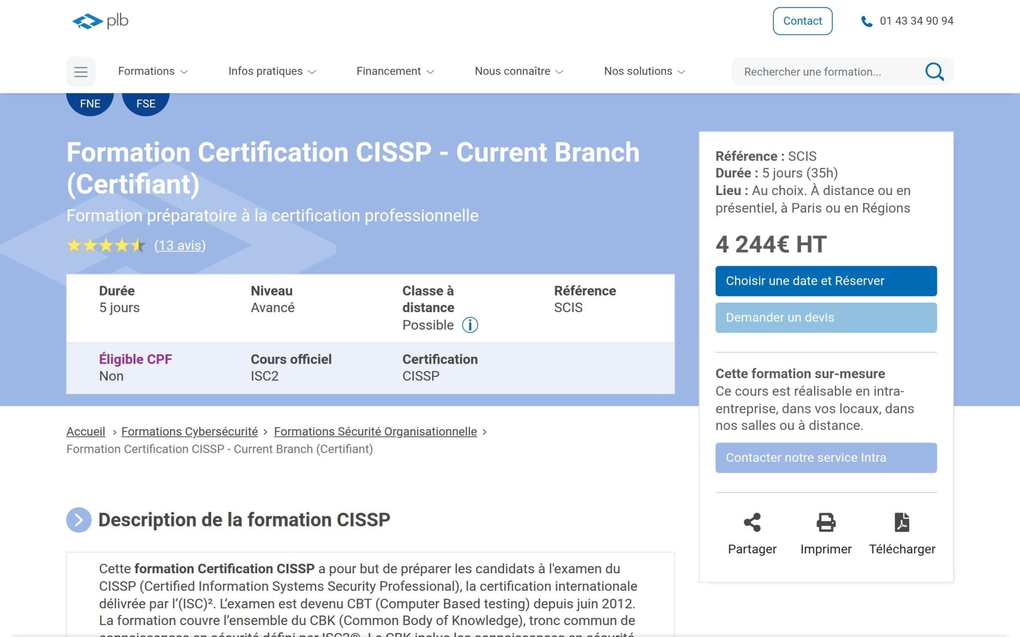 Formation Certification CISSP - Plb Consultant