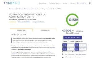 Formation Préparation à la Certification CISM – Ambient IT