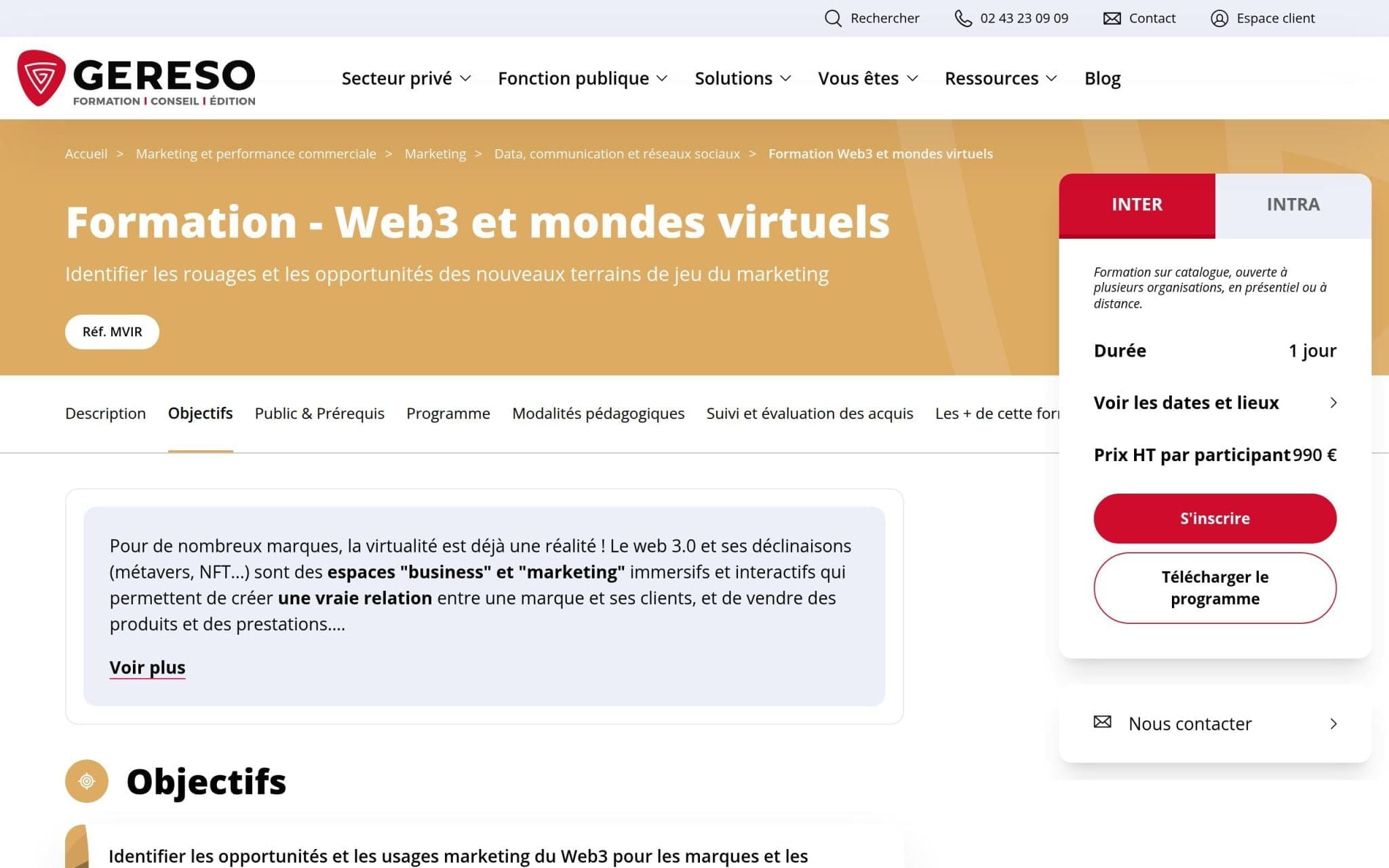 Formation - Web3 et mondes virtuels - Gereso