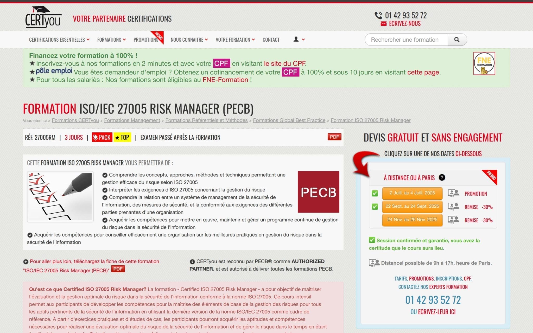 Formation ISO/IEC 27005 Risk Manager (PECB) - CertYou