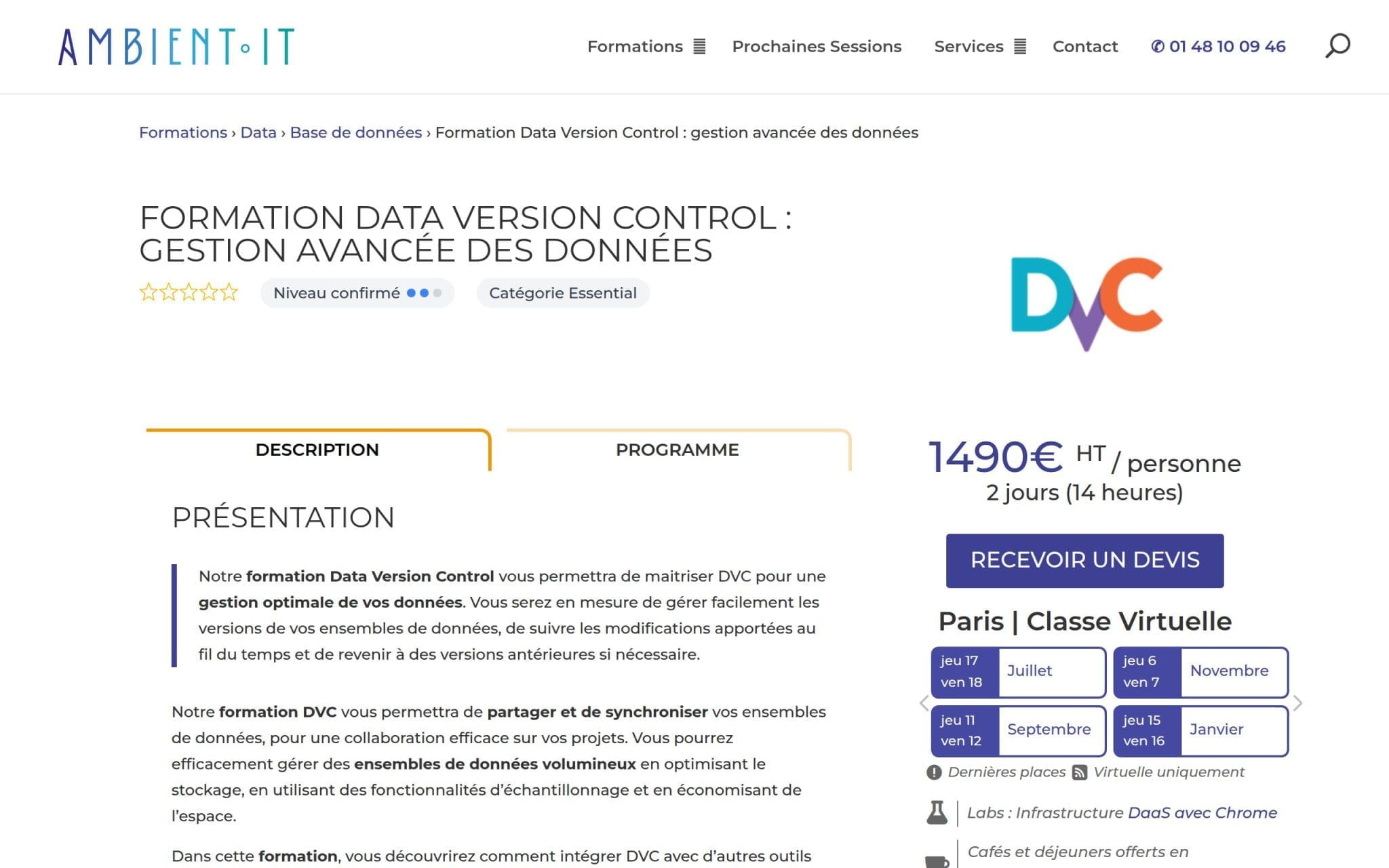 Formation Data Version Control : gestion avancée des données - Ambient IT