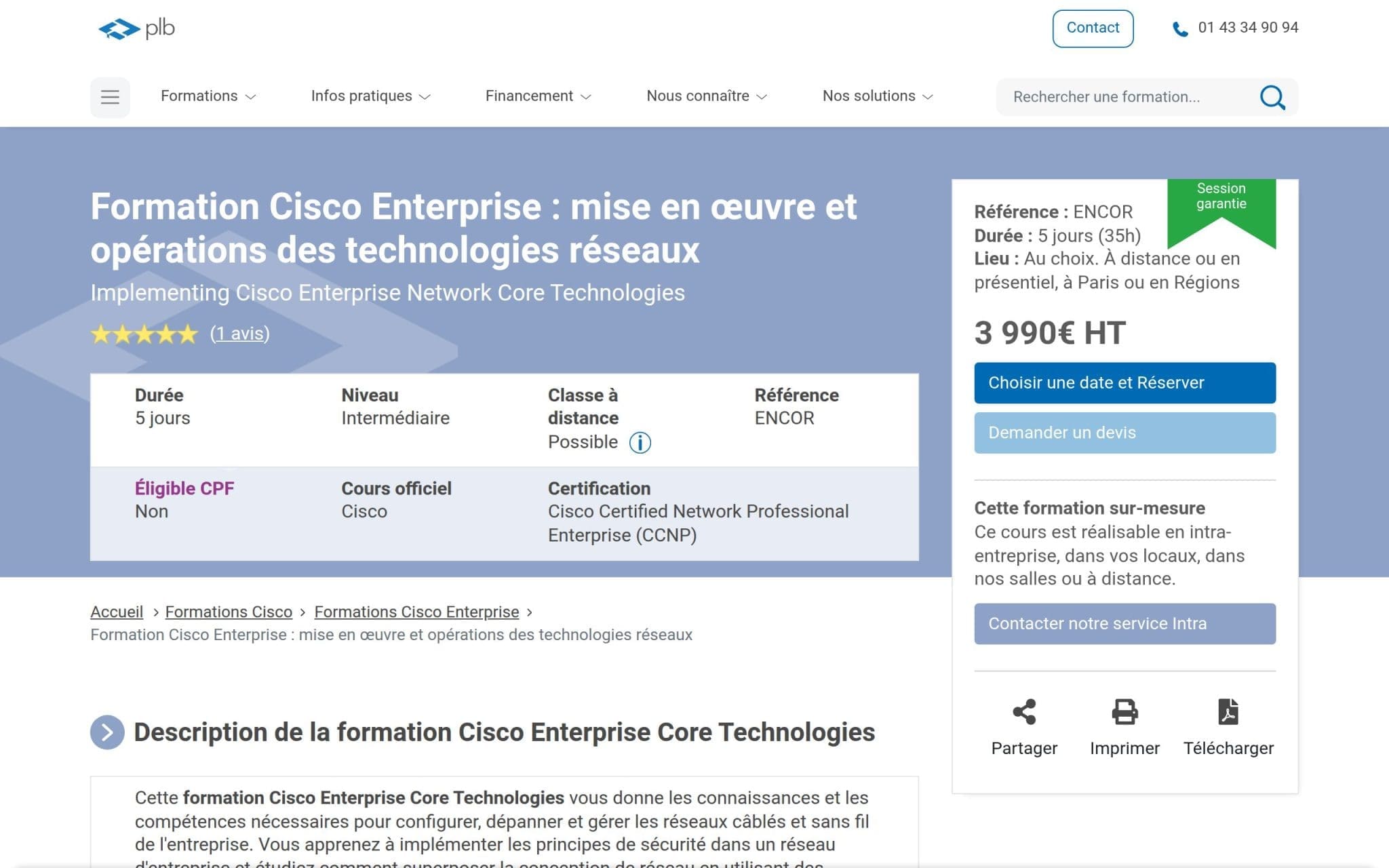 Formation Cisco Enterprise - Plb Consultant