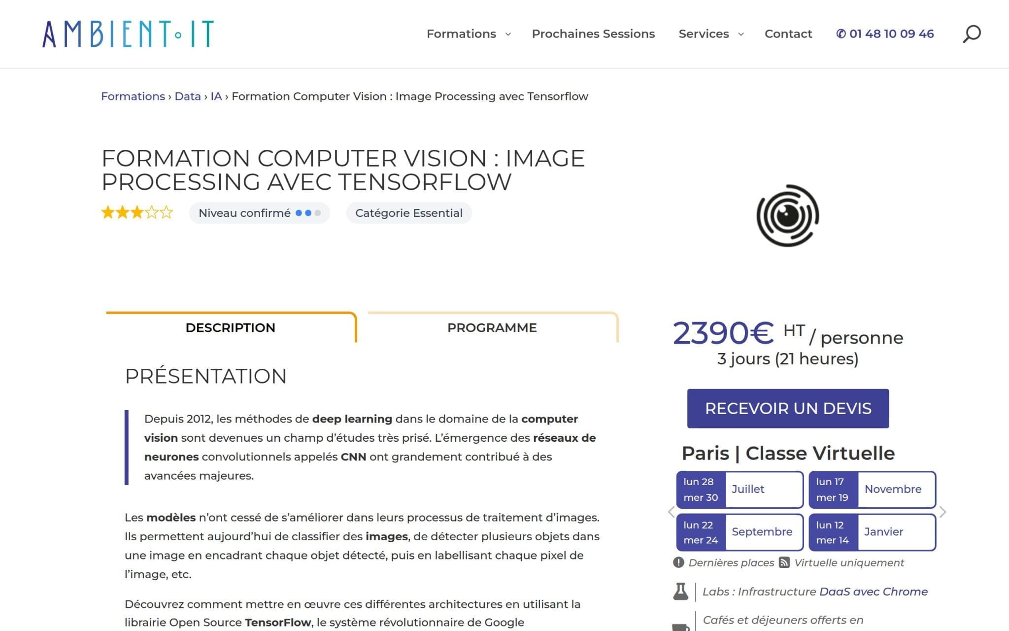 Formation Computer Vision : Image Processing avec Tensorflow - Ambient IT