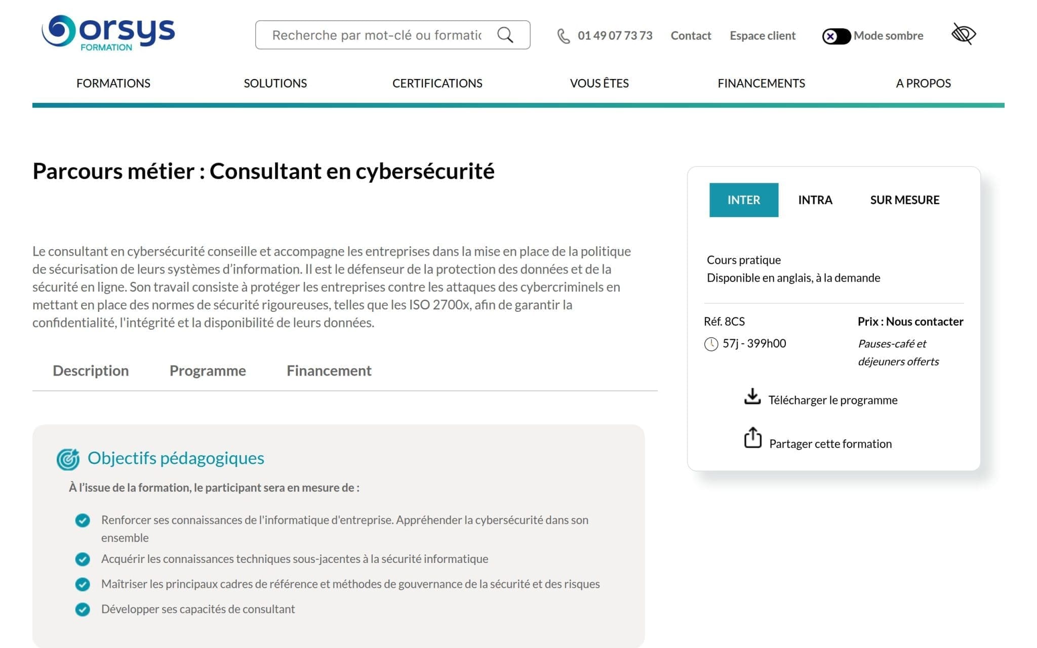 Parcours métier : Consultant en cybersécurité - Orsys