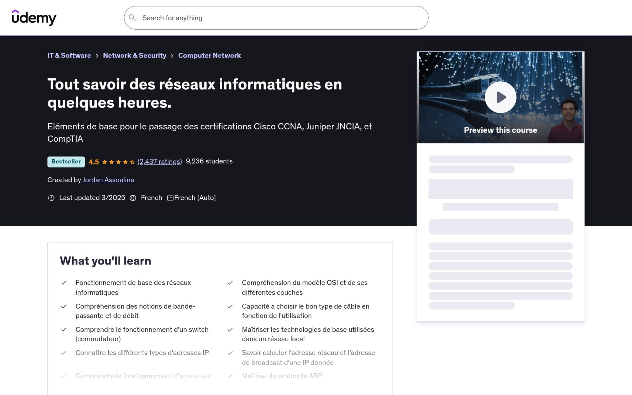 Tout savoir des réseaux informatiques en quelques heures - Udemy