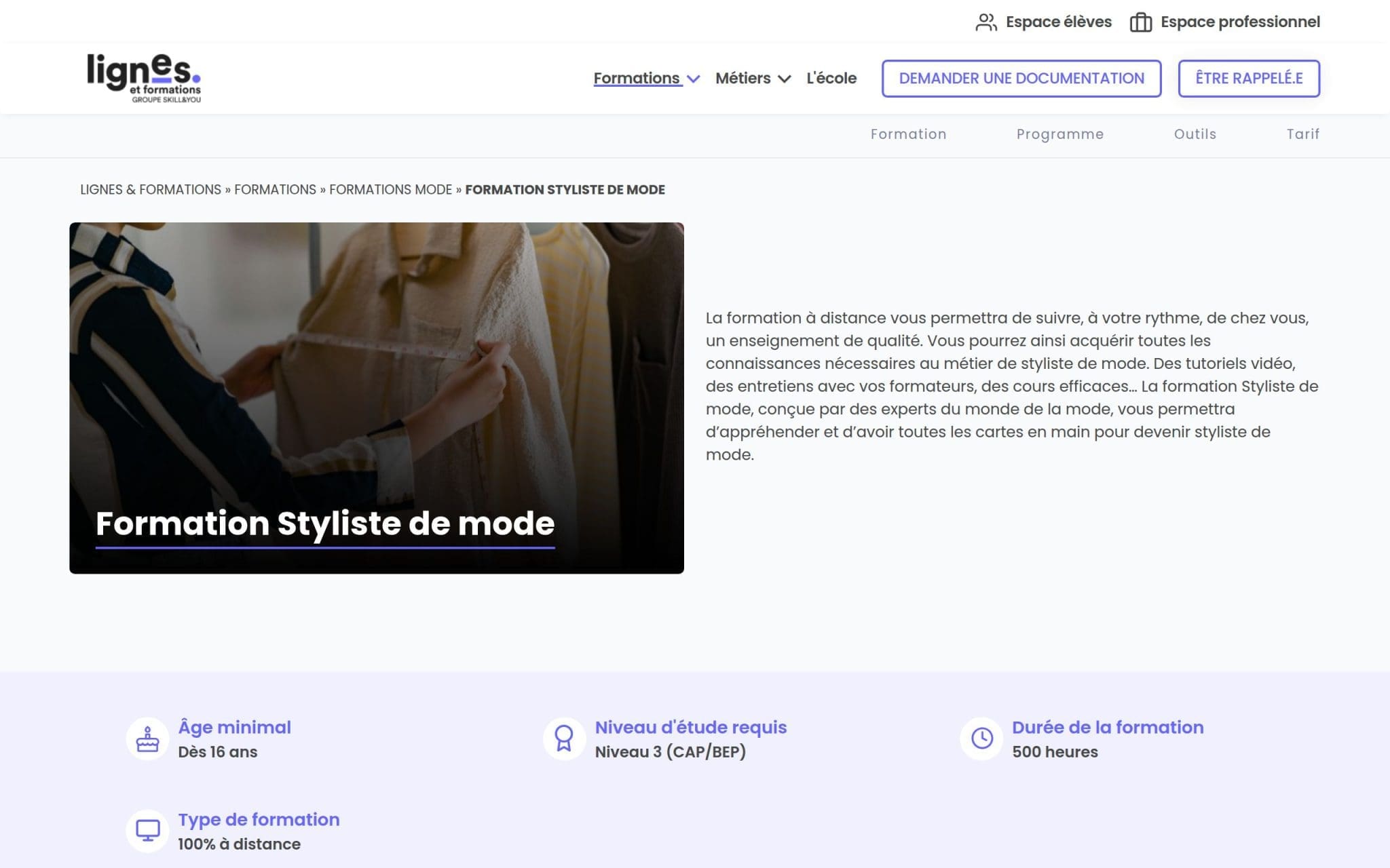 Formation Styliste de mode - Lignes et Formations