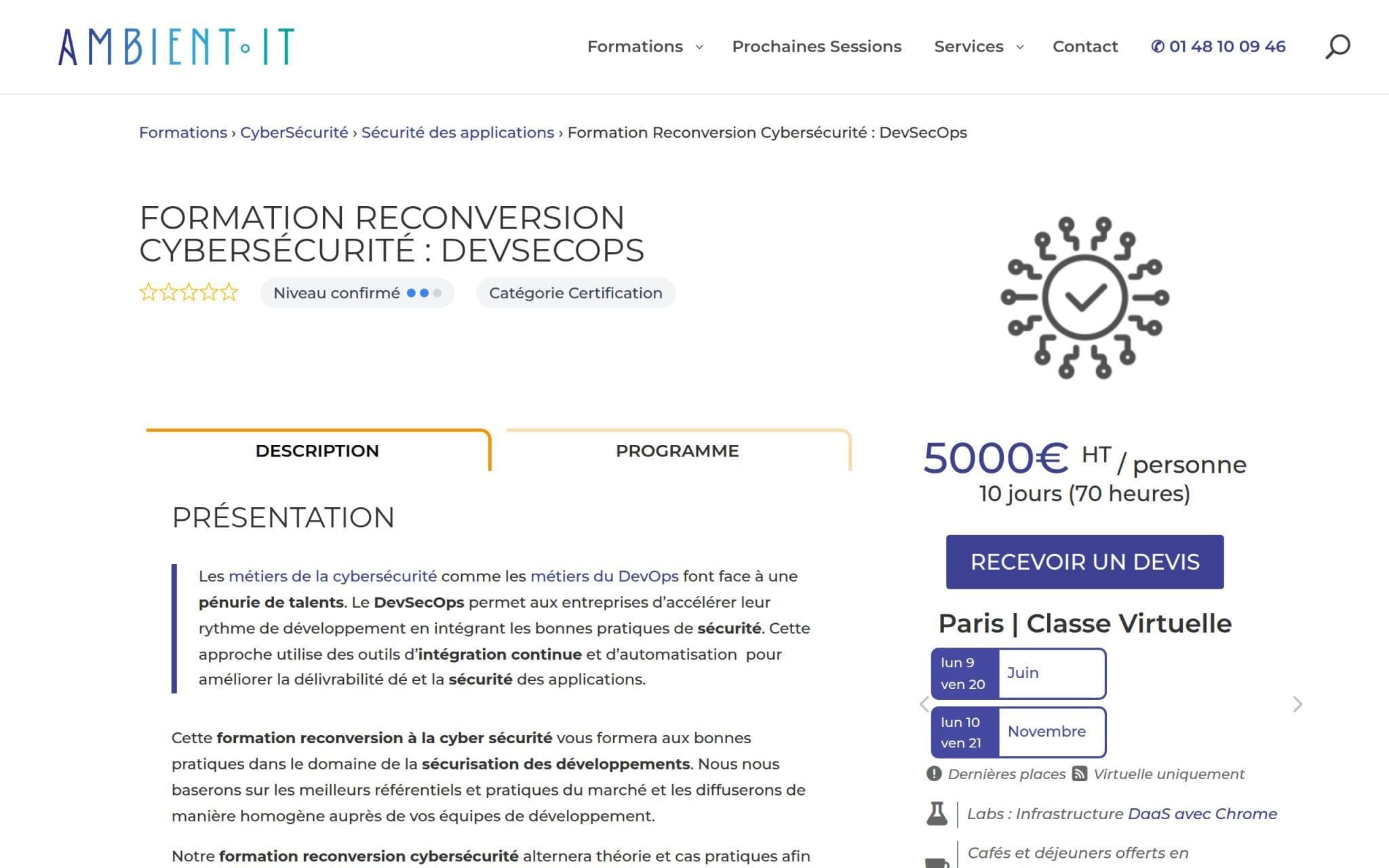 Formation Reconversion Cybersécurité : DevSecOps - Ambient IT