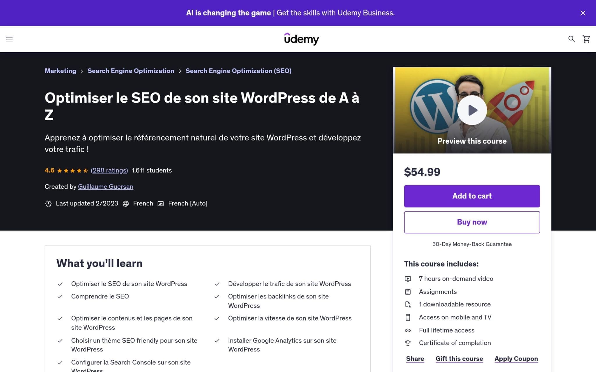 Optimiser le SEO de son site WordPress de A Ă Z - Udemy