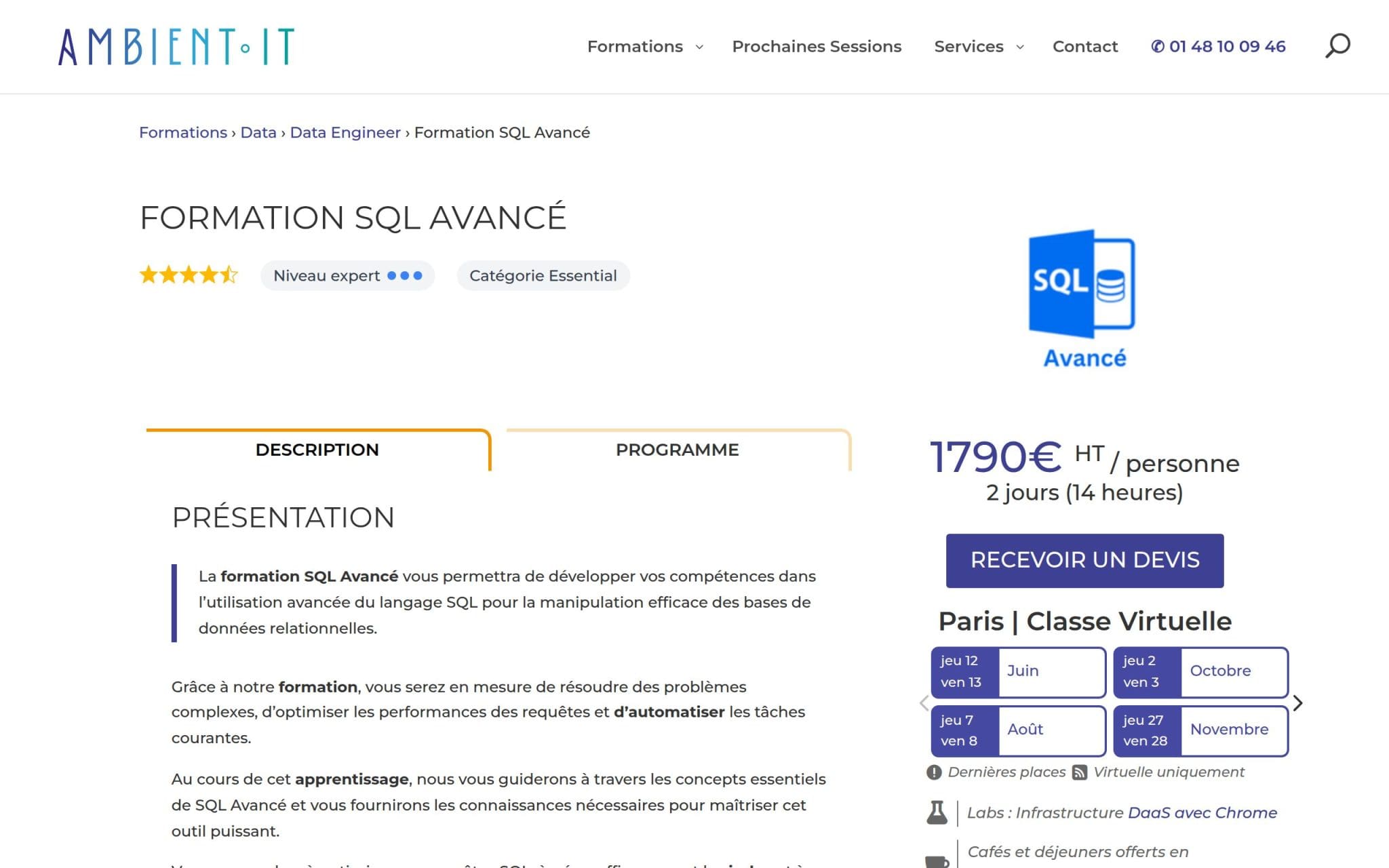 Formation SQL Avancé - Ambient IT