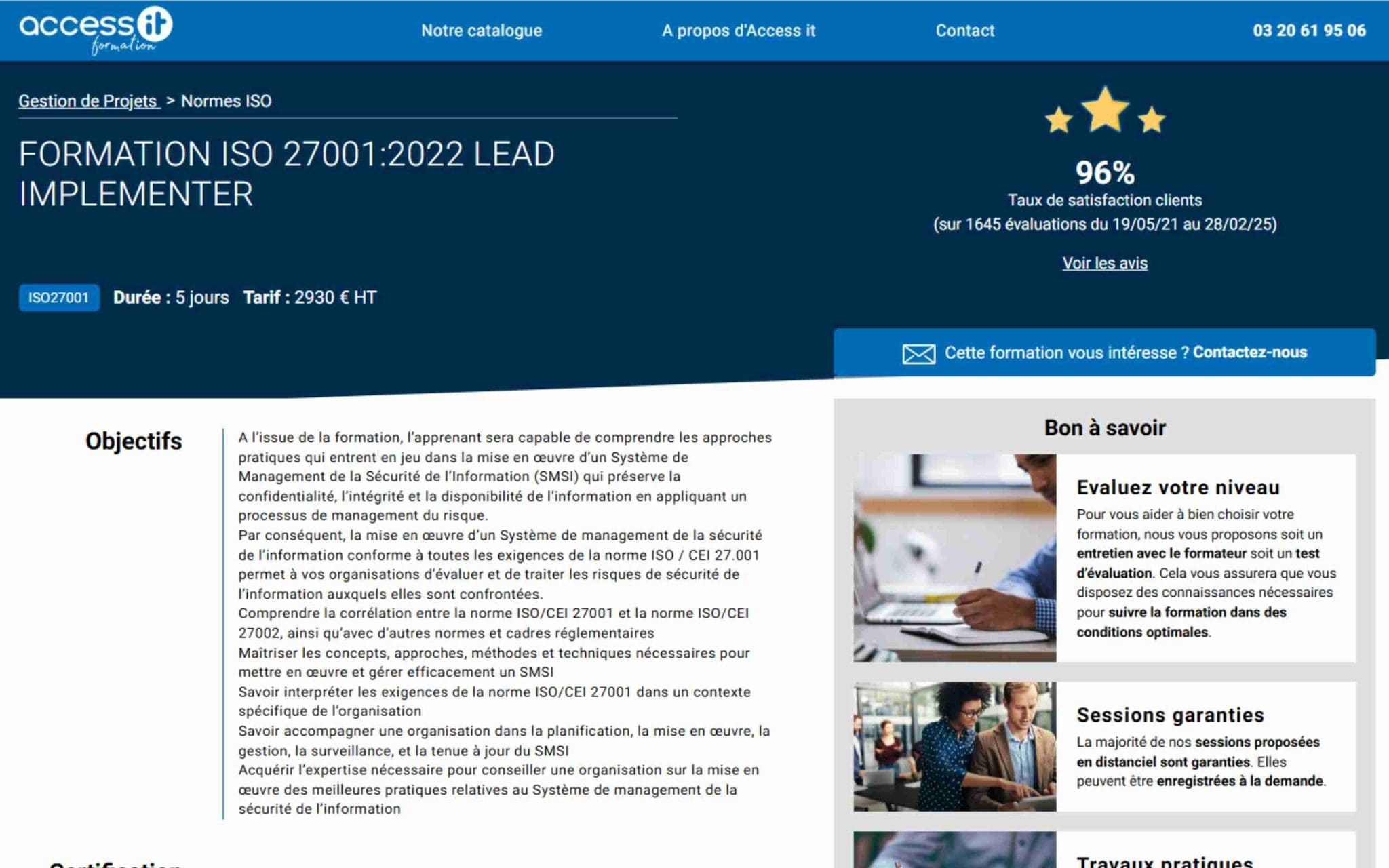 Formation ISO 27001:2022 Lead Implementer - Access IT