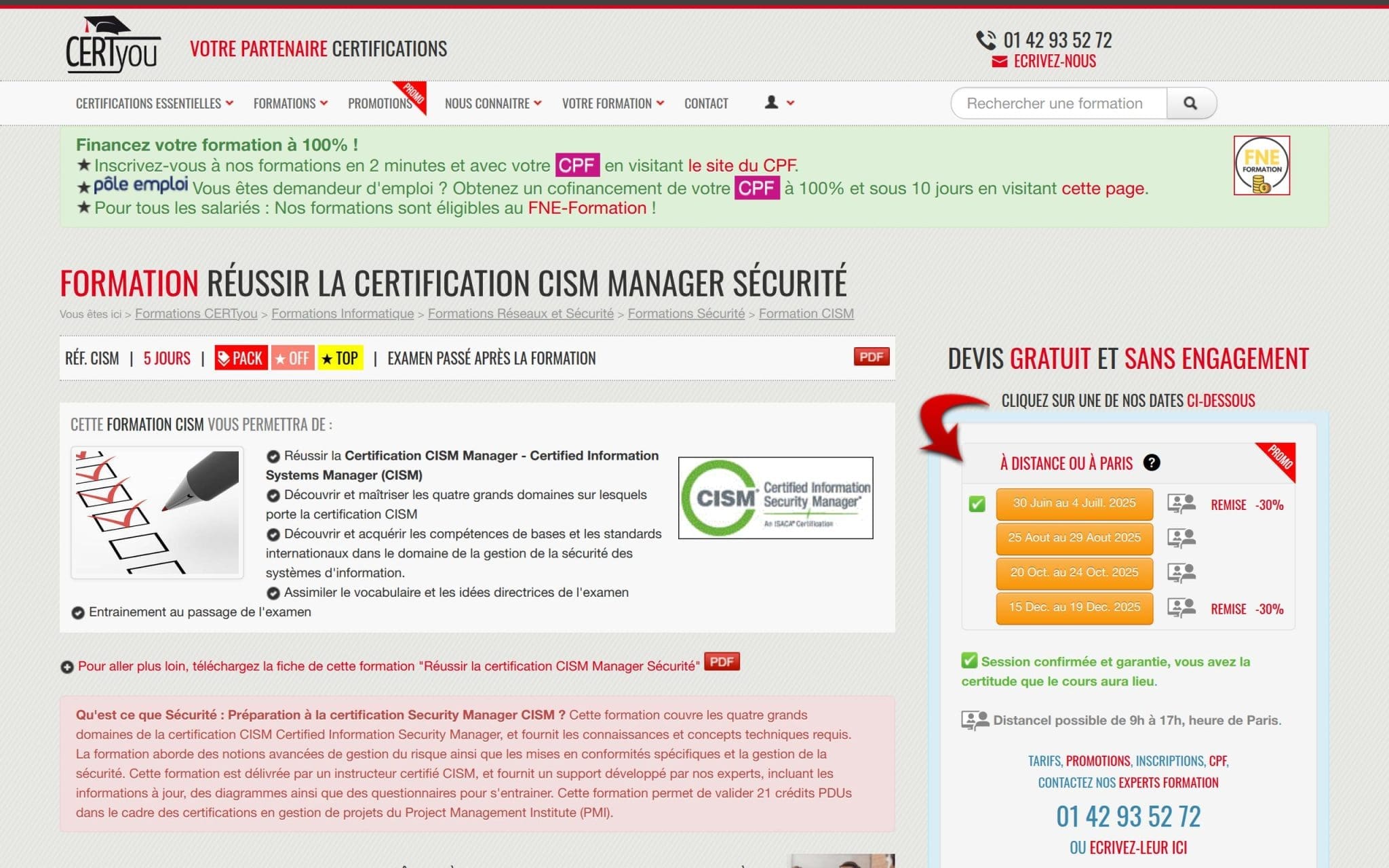 Formation Réussir la certification CISM Manager Sécurité - CertYou