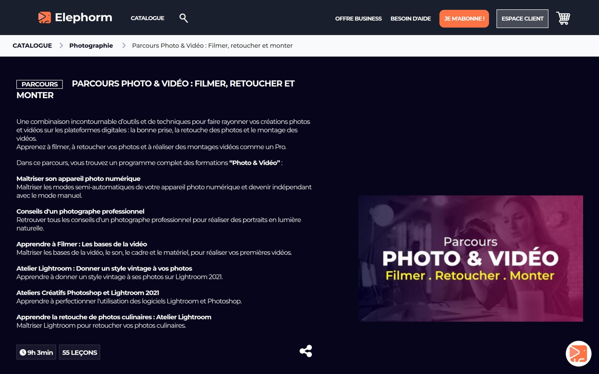 Parcours Photo & Vidéo : Filmer, retoucher et monter - Elephorm