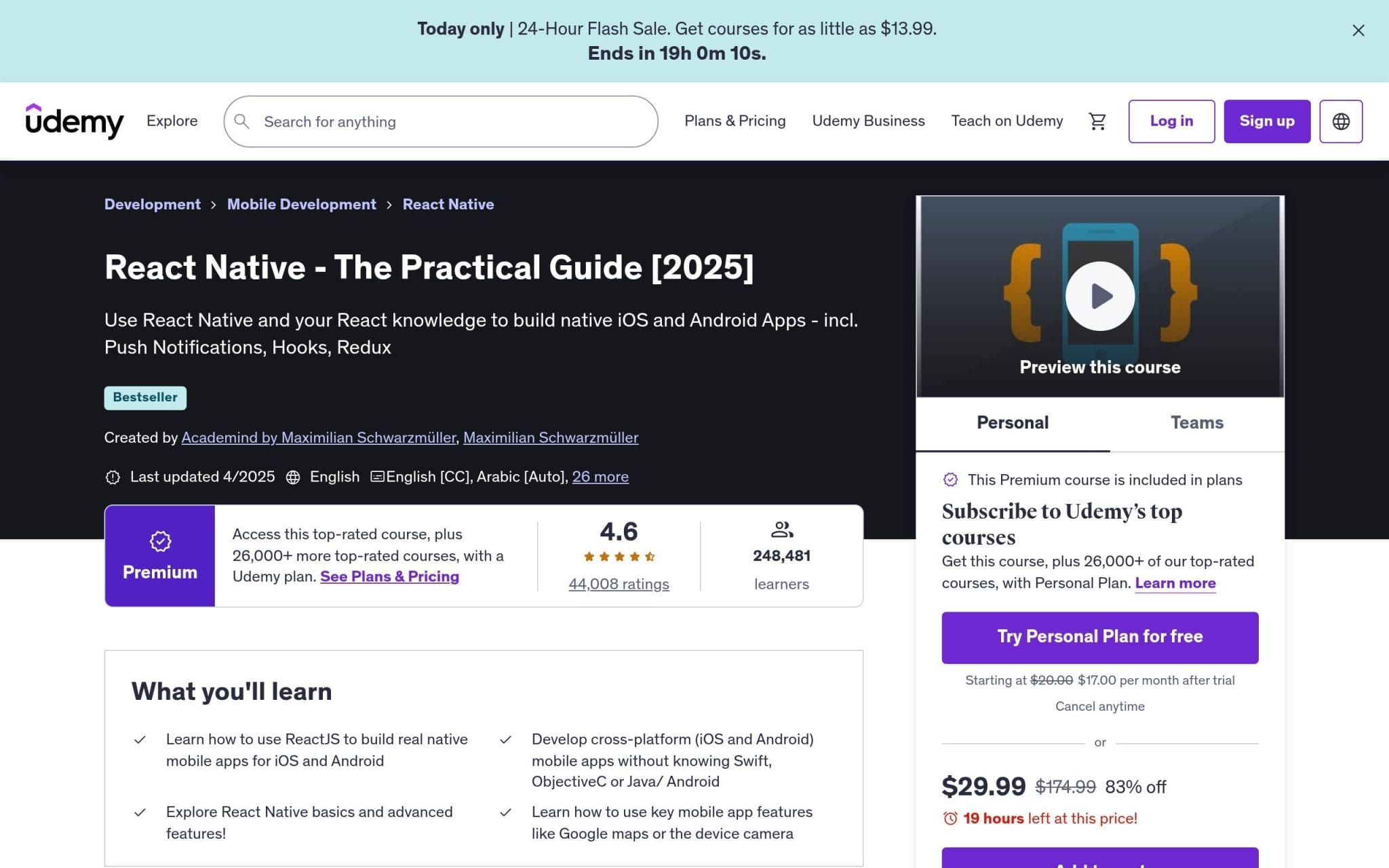React Native - The Practical Guide - Udemy