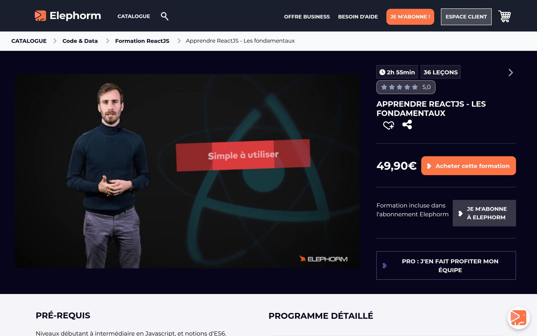 Apprendre ReactJS - Les fondamentaux - Elephorm