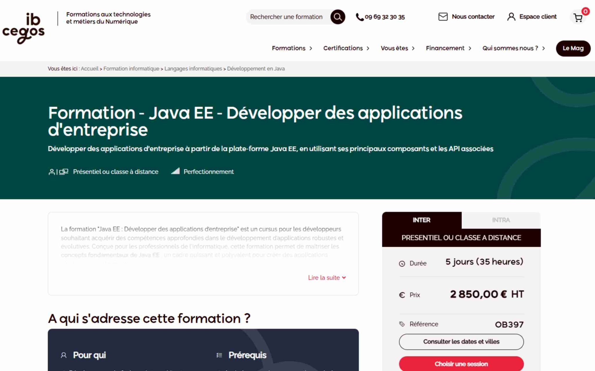 Formation - Java EE - Développer des applications d'entreprise - ib Cegos