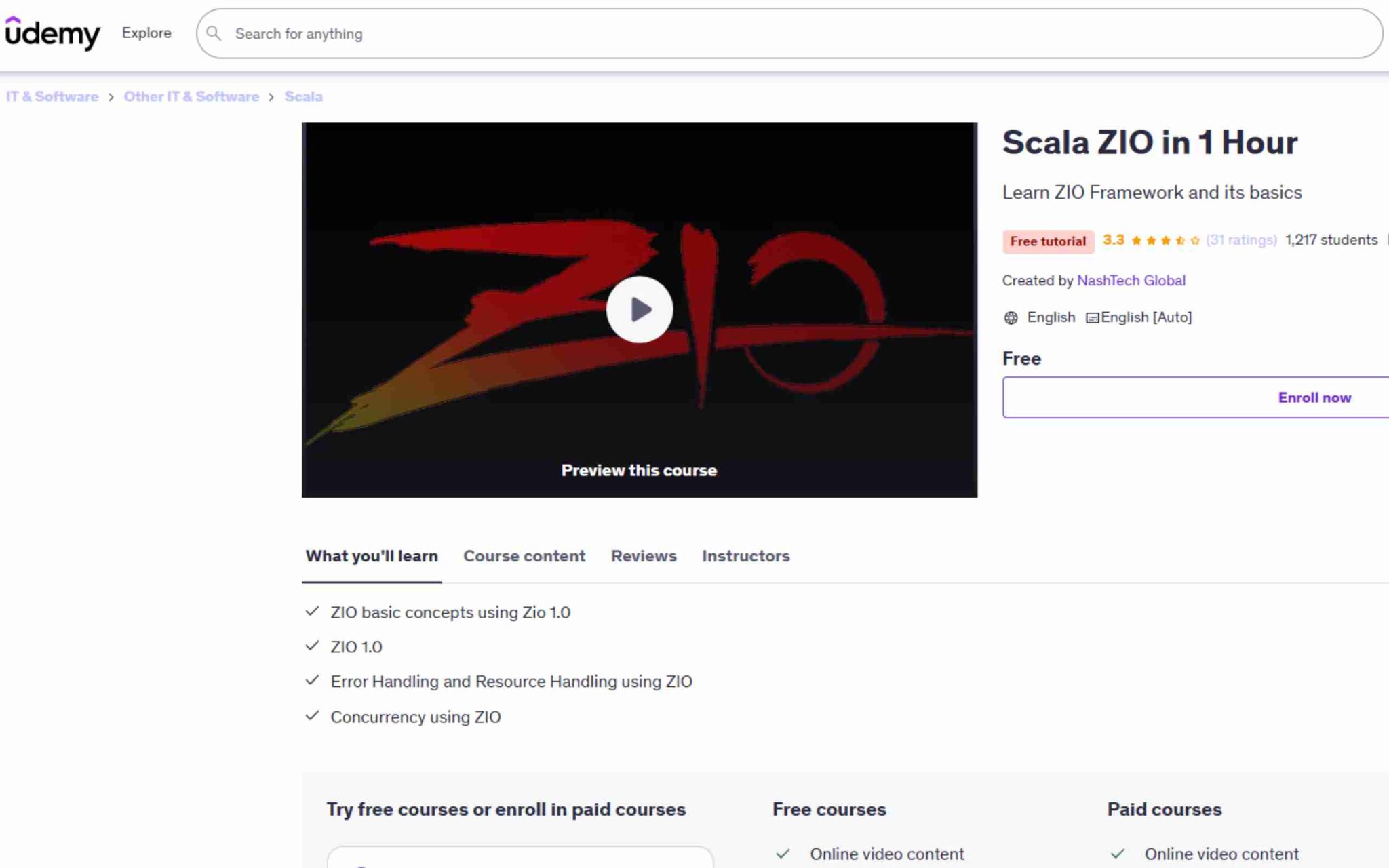 Scala ZIO in 1 Hour - Udemy