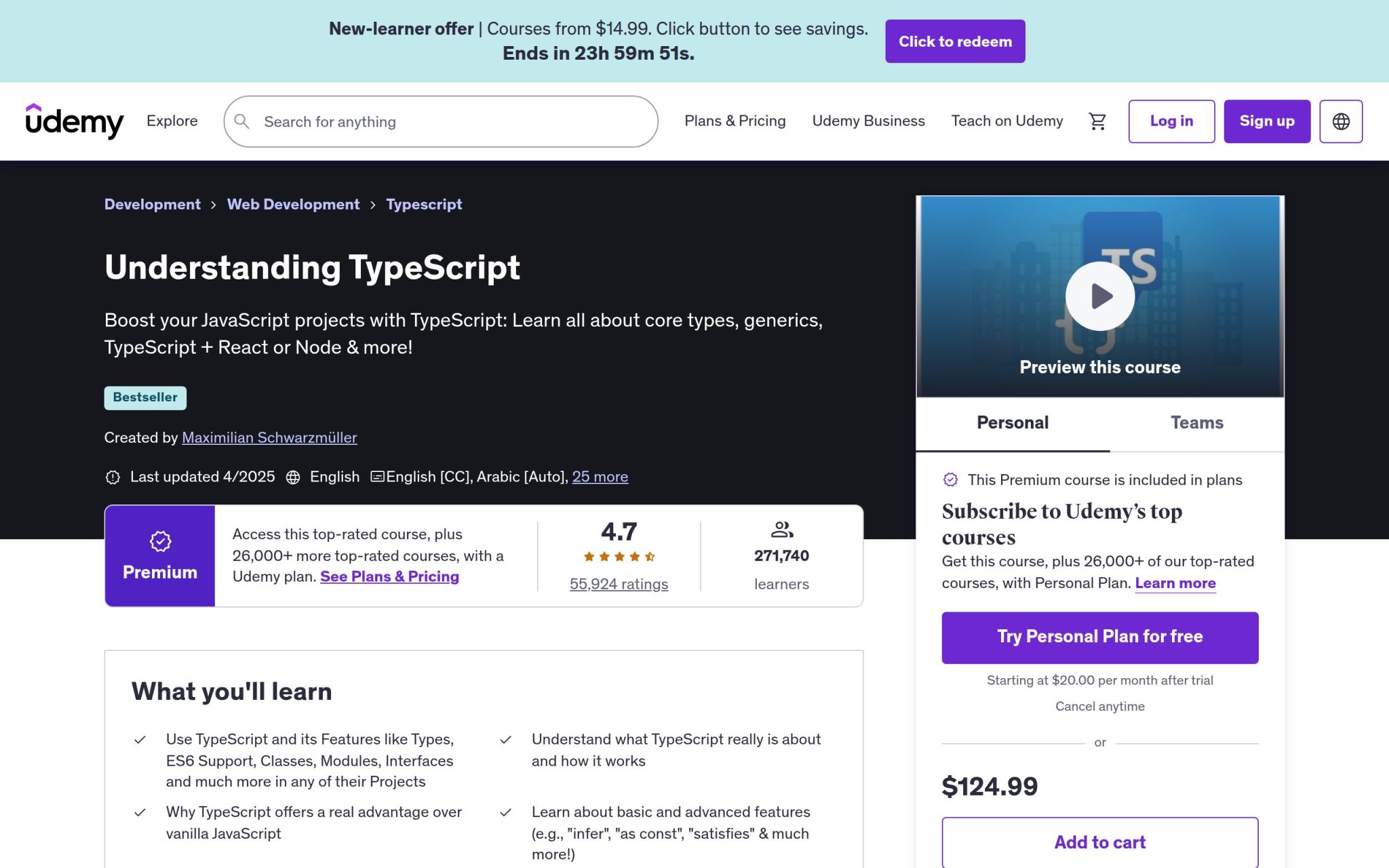Understanding TypeScript - Udemy