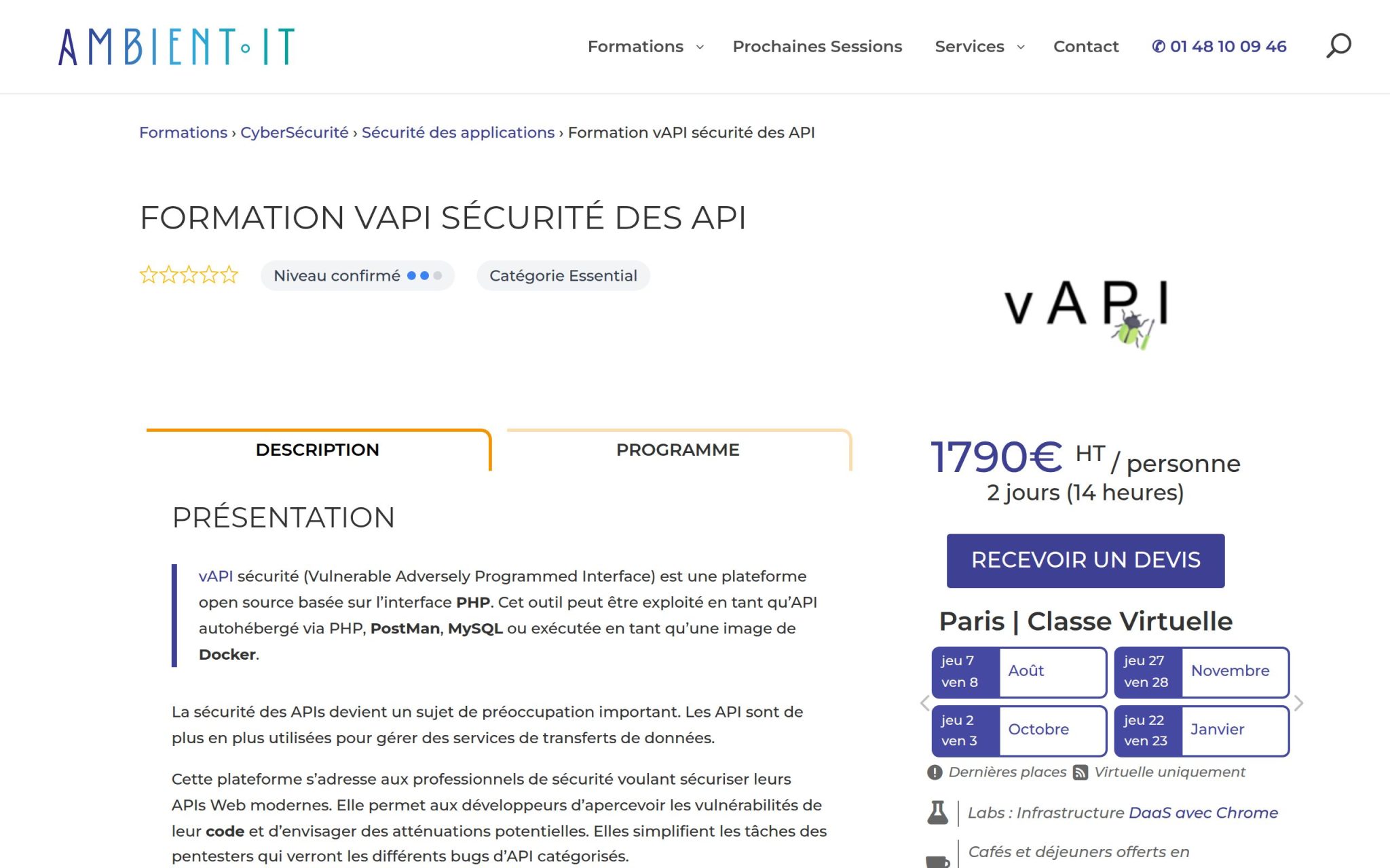 Formation vAPI sécurité des API - Ambient IT