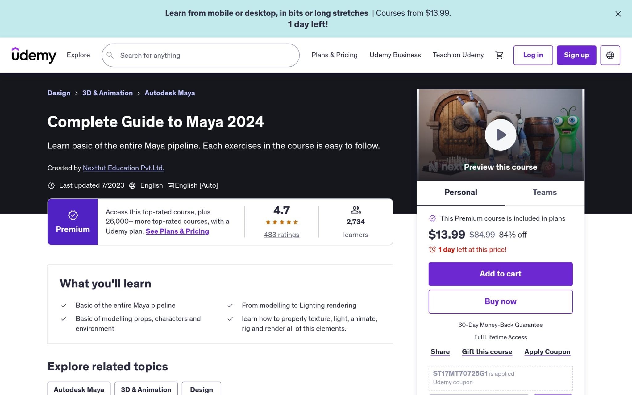Complete Guide to Maya - Udemy