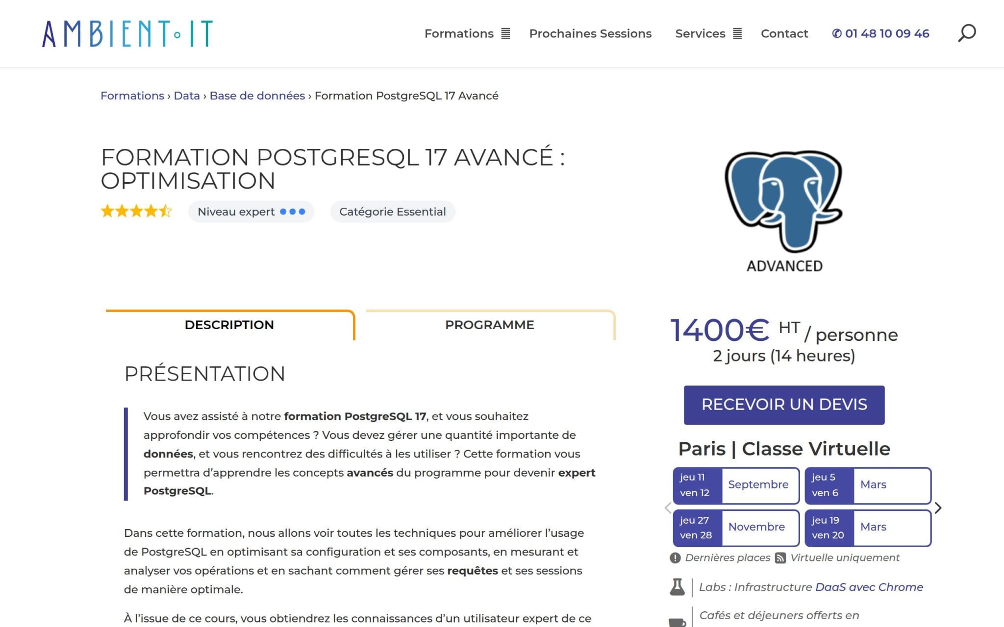 Formation PostgreSQL 17 Avancé : Optimisation - Ambient IT
