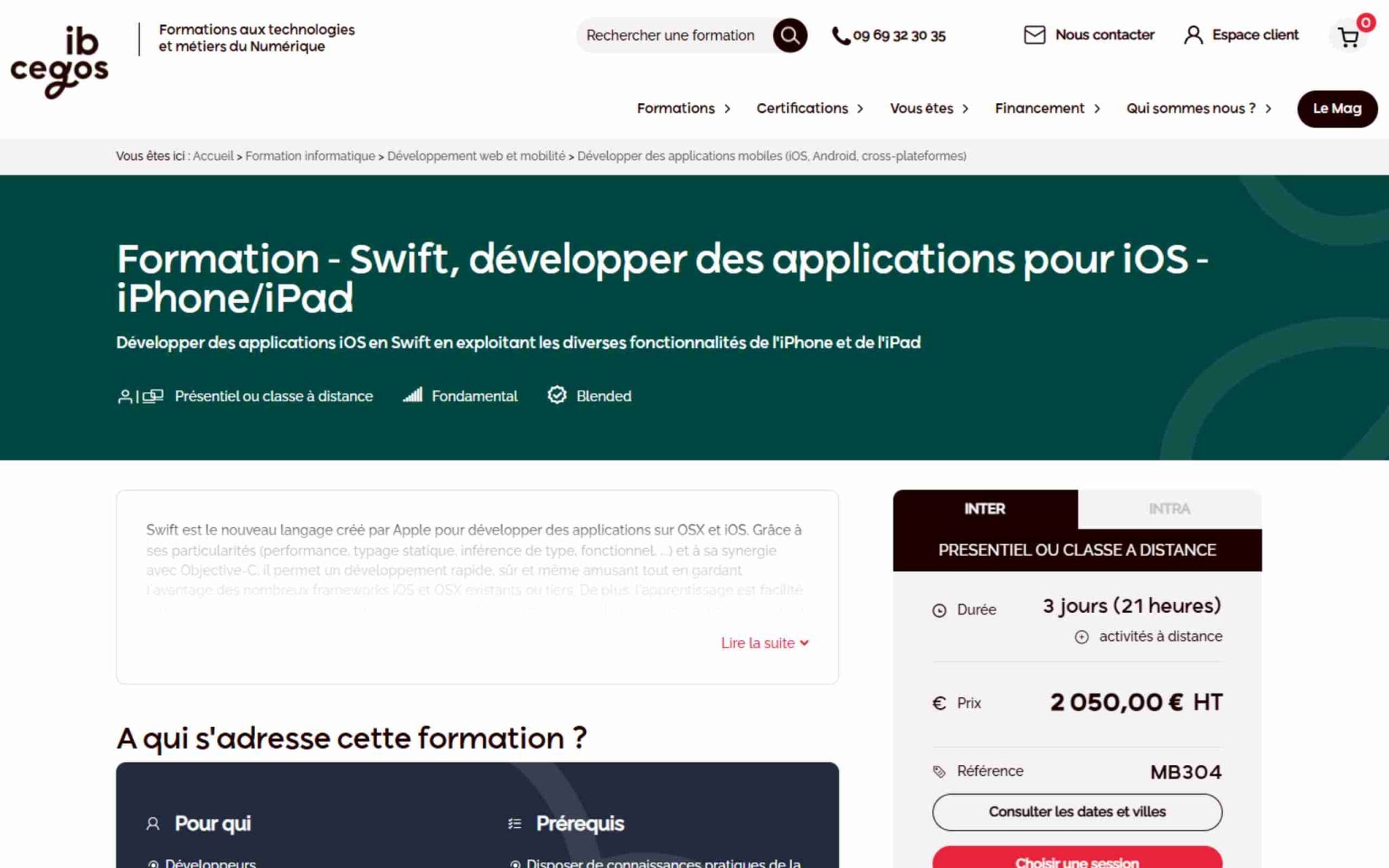 Formation - Swift, développer des applications pour iOS - ib Cegos